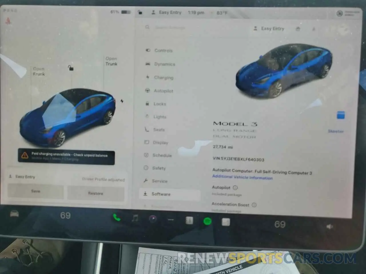 9 fotografías del automóvil dañado 5YJ3E1EBXLF640303 TESLA MODEL 3 2020