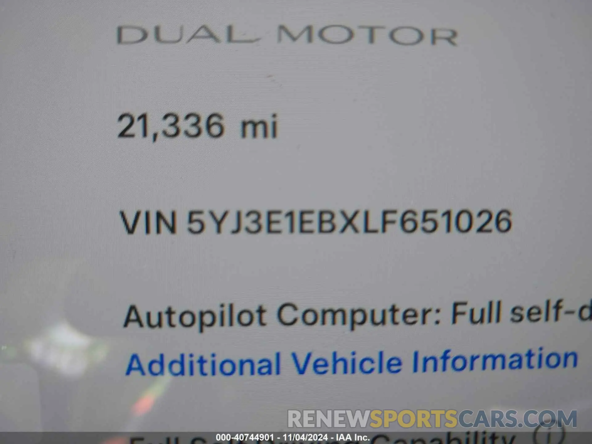9 fotografías del automóvil dañado 5YJ3E1EBXLF651026 TESLA MODEL 3 2020