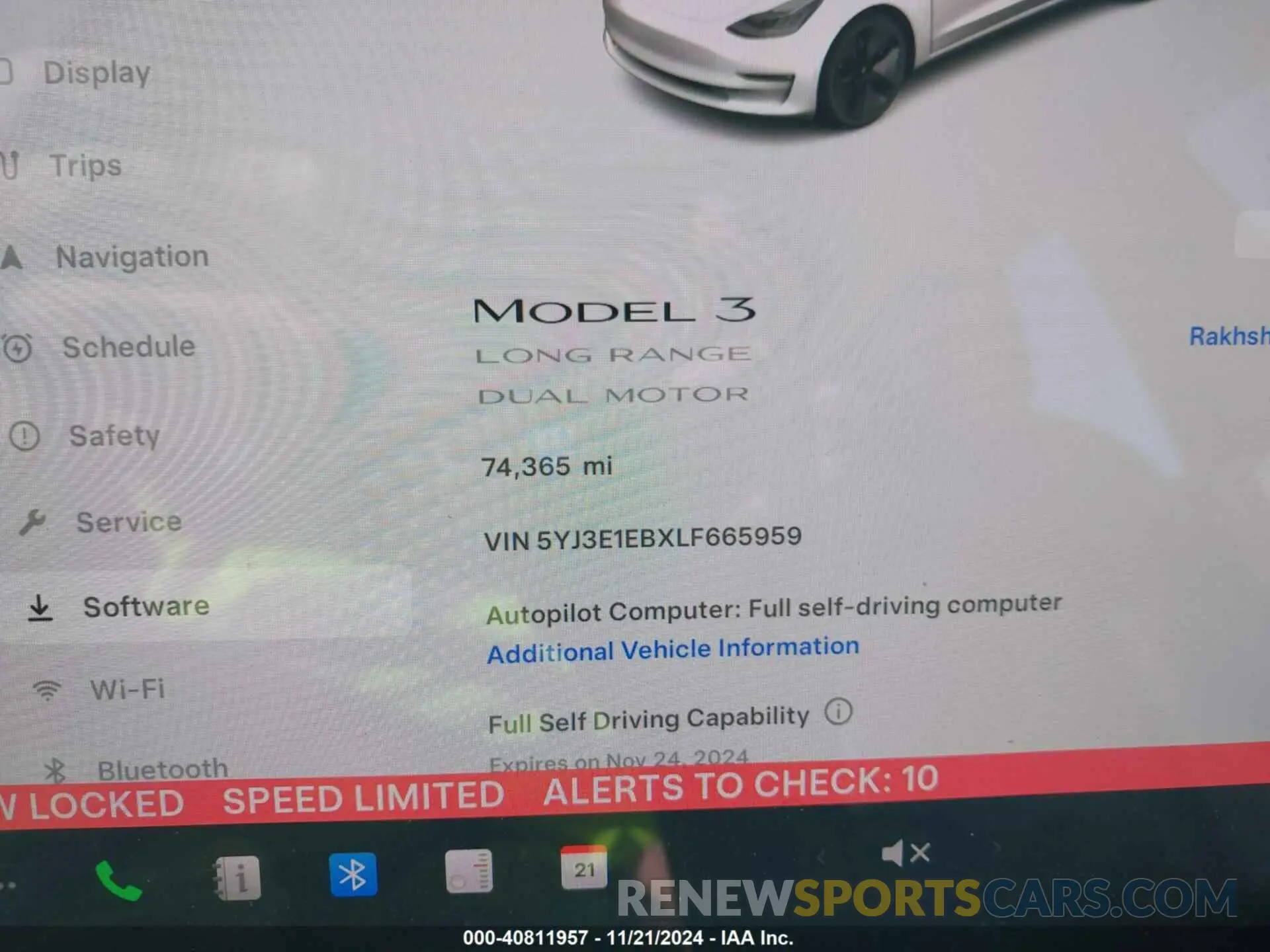 7 fotografías del automóvil dañado 5YJ3E1EBXLF665959 TESLA MODEL 3 2020
