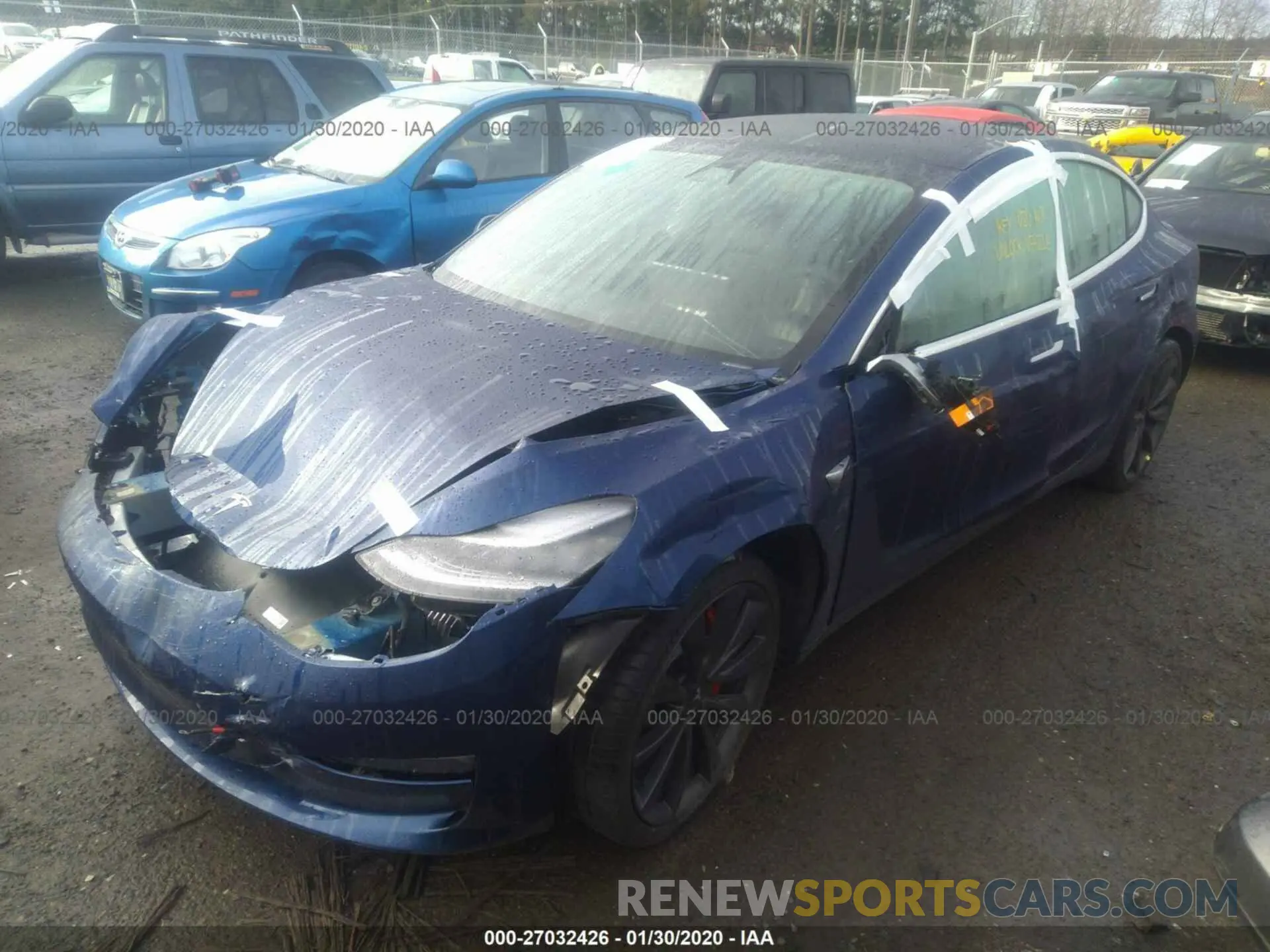 2 fotografías del automóvil dañado 5YJ3E1EC1LF641123 TESLA MODEL 3 2020