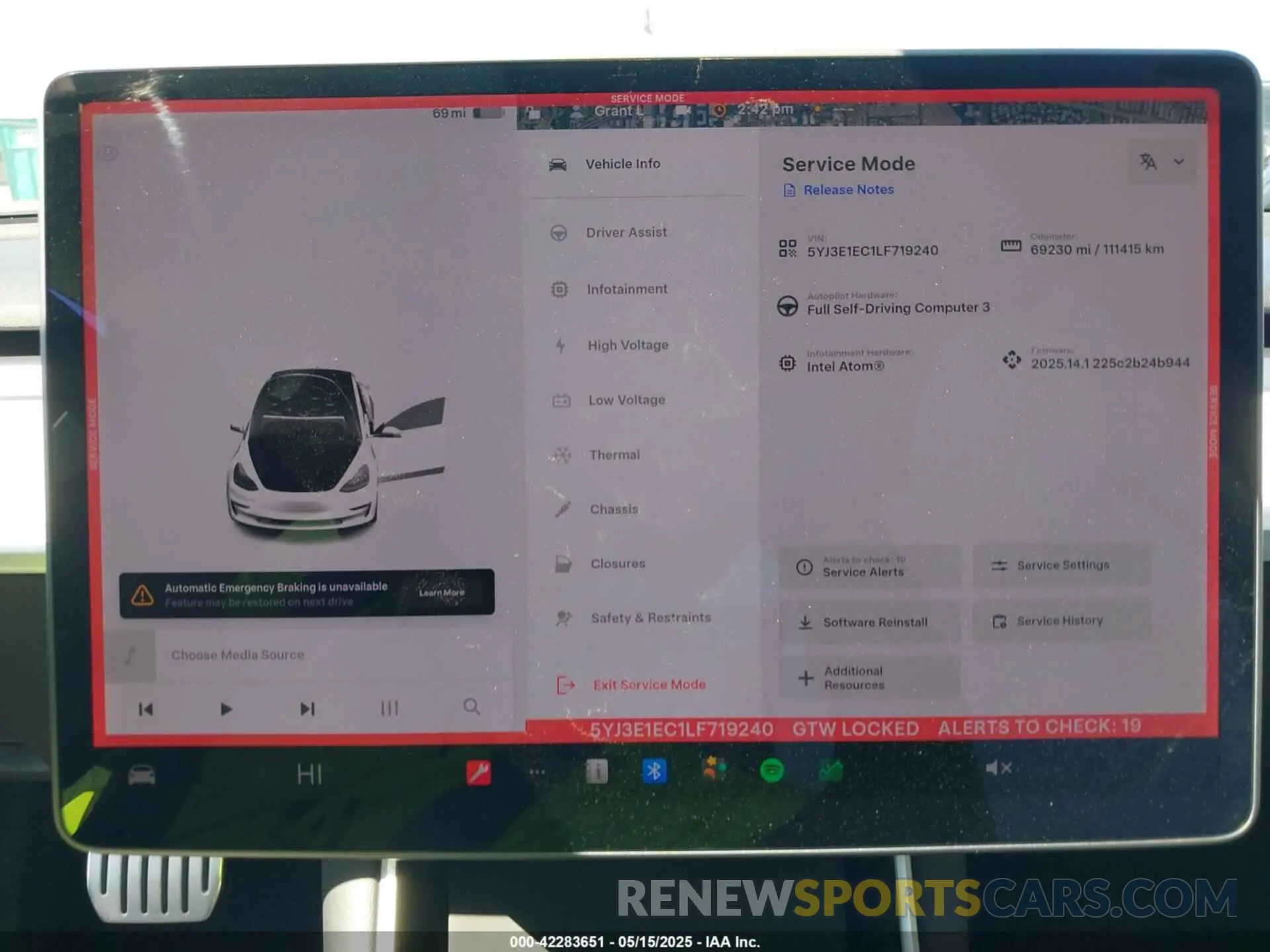 7 fotografías del automóvil dañado 5YJ3E1EC1LF719240 TESLA MODEL 3 2020