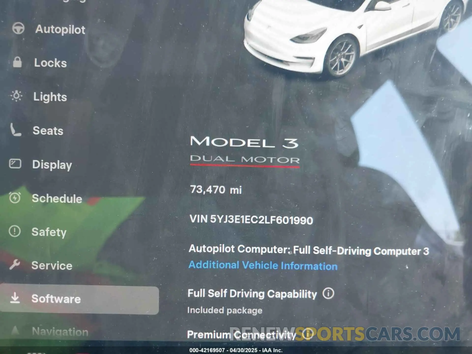 15 fotografías del automóvil dañado 5YJ3E1EC2LF601990 TESLA MODEL 3 2020