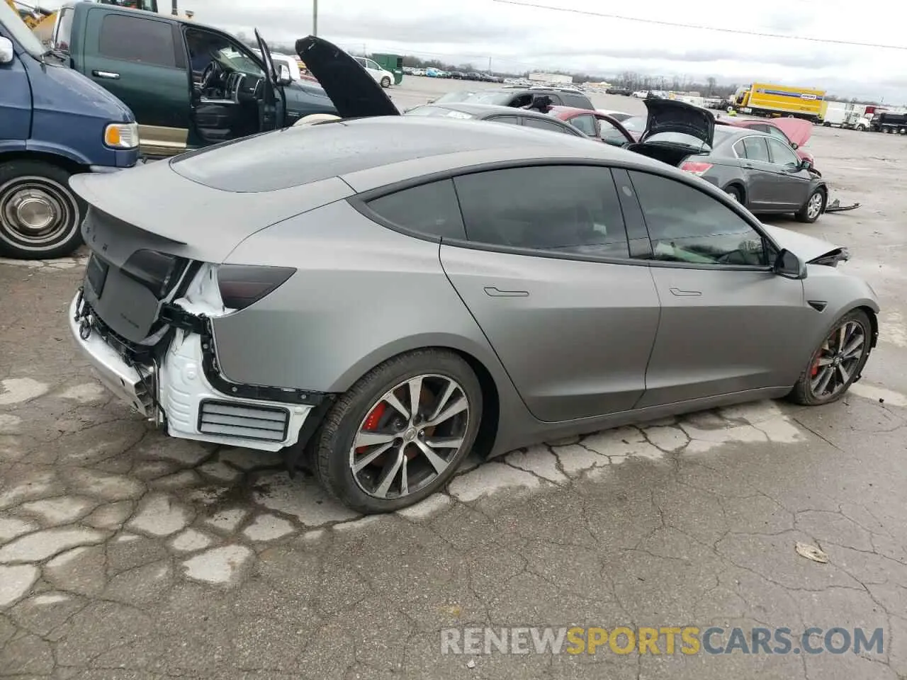 3 fotografías del automóvil dañado 5YJ3E1EC5LF736428 TESLA MODEL 3 2020