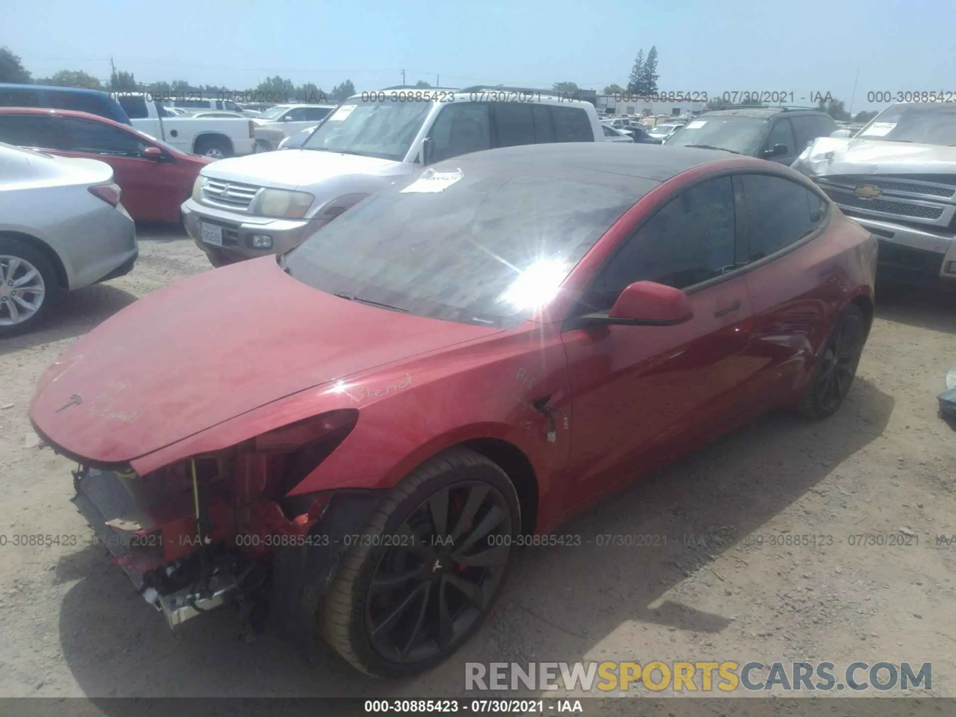 2 fotografías del automóvil dañado 5YJ3E1EC6LF747342 TESLA MODEL 3 2020