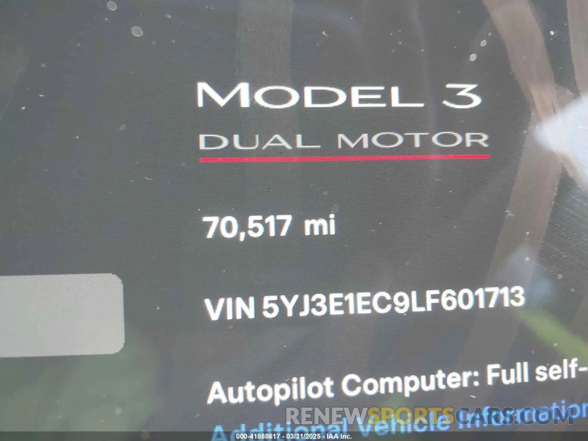 16 fotografías del automóvil dañado 5YJ3E1EC9LF601713 TESLA MODEL 3 2020