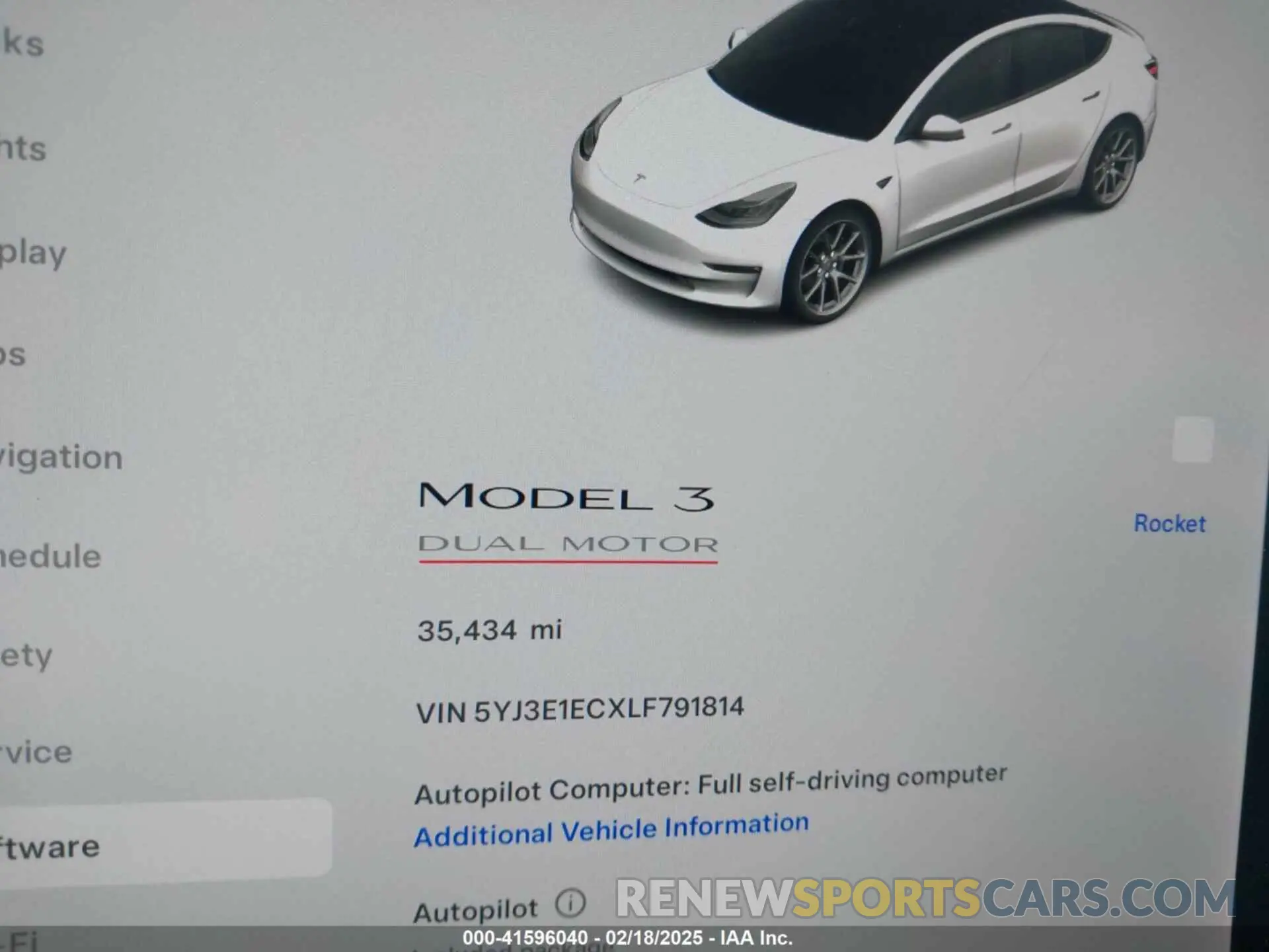 7 fotografías del automóvil dañado 5YJ3E1ECXLF791814 TESLA MODEL 3 2020