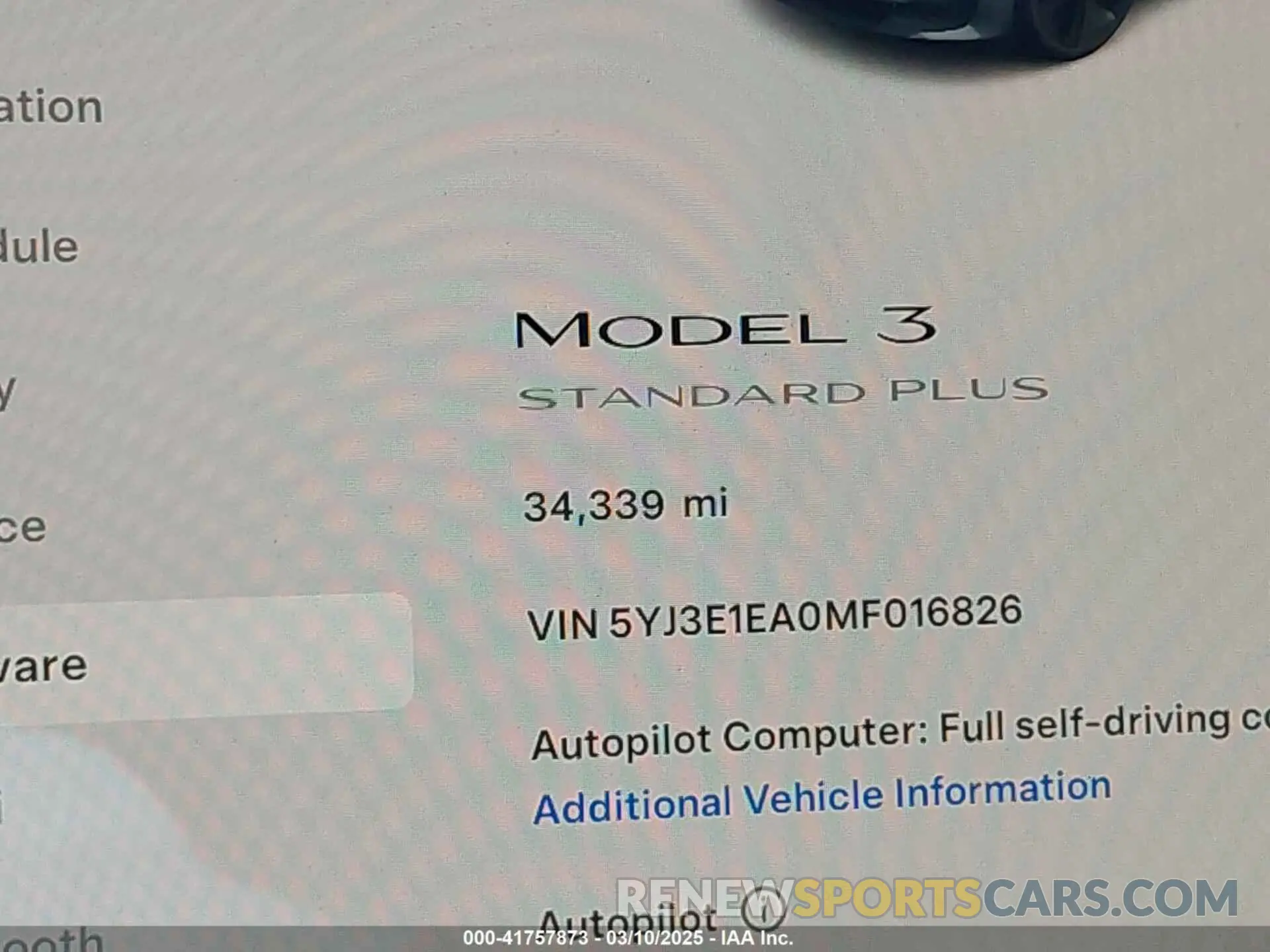 15 fotografías del automóvil dañado 5YJ3E1EA0MF016826 TESLA MODEL 3 2021