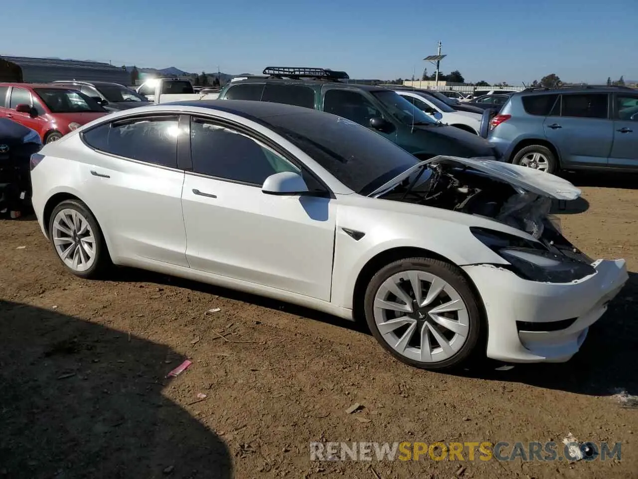 4 fotografías del automóvil dañado 5YJ3E1EA0MF017765 TESLA MODEL 3 2021