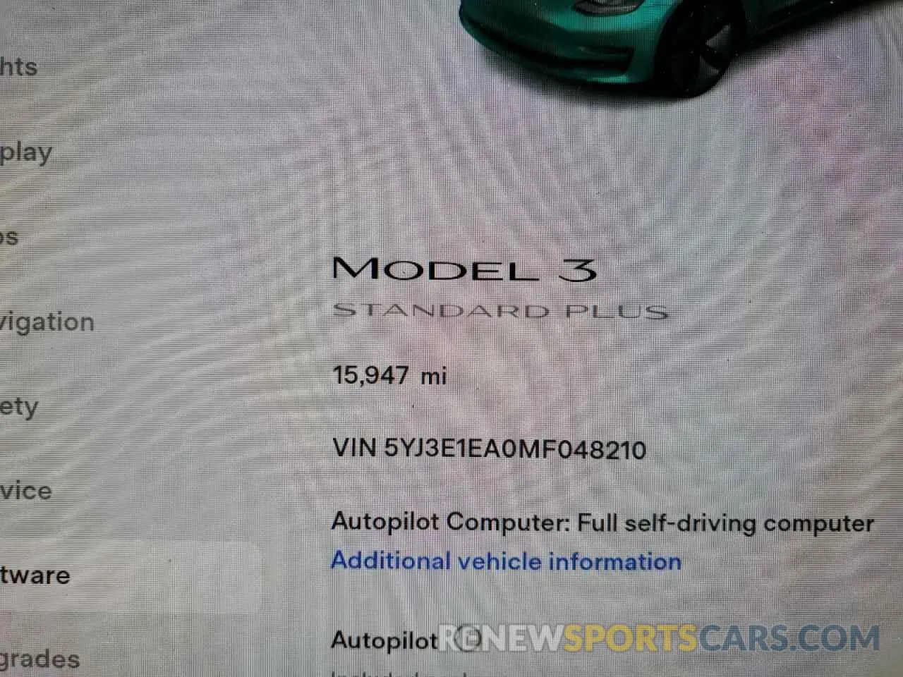 8 fotografías del automóvil dañado 5YJ3E1EA0MF048210 TESLA MODEL 3 2021