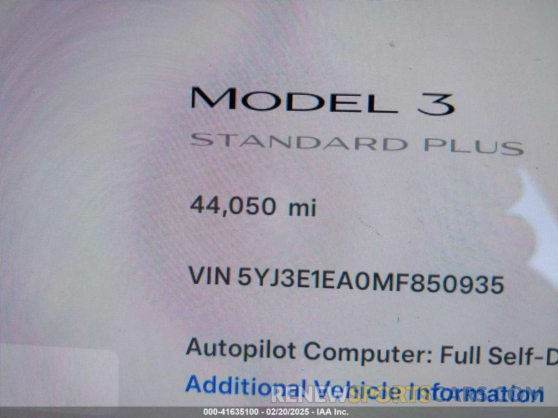 15 fotografías del automóvil dañado 5YJ3E1EA0MF850935 TESLA MODEL 3 2021