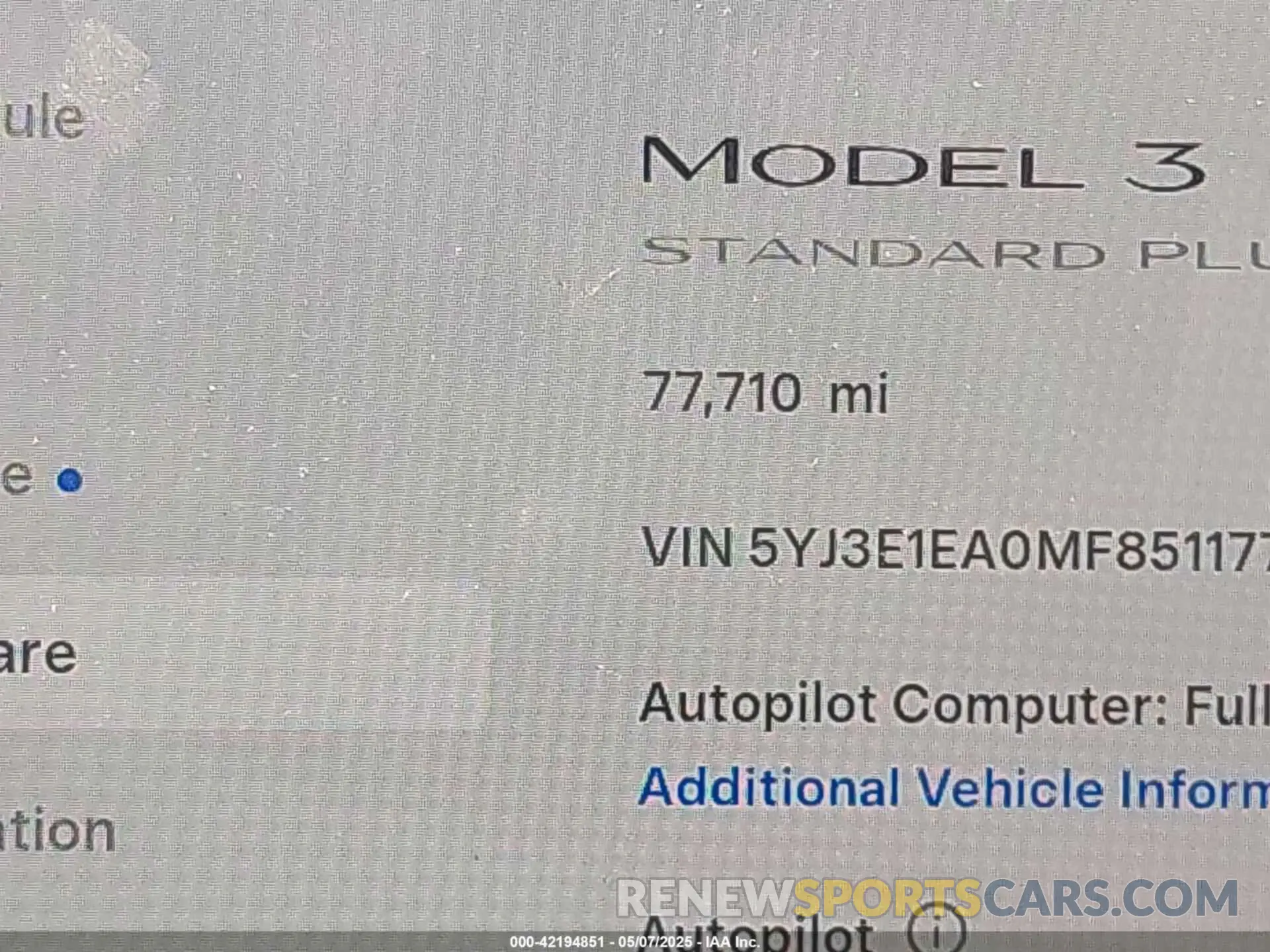 14 fotografías del automóvil dañado 5YJ3E1EA0MF851177 TESLA MODEL 3 2021