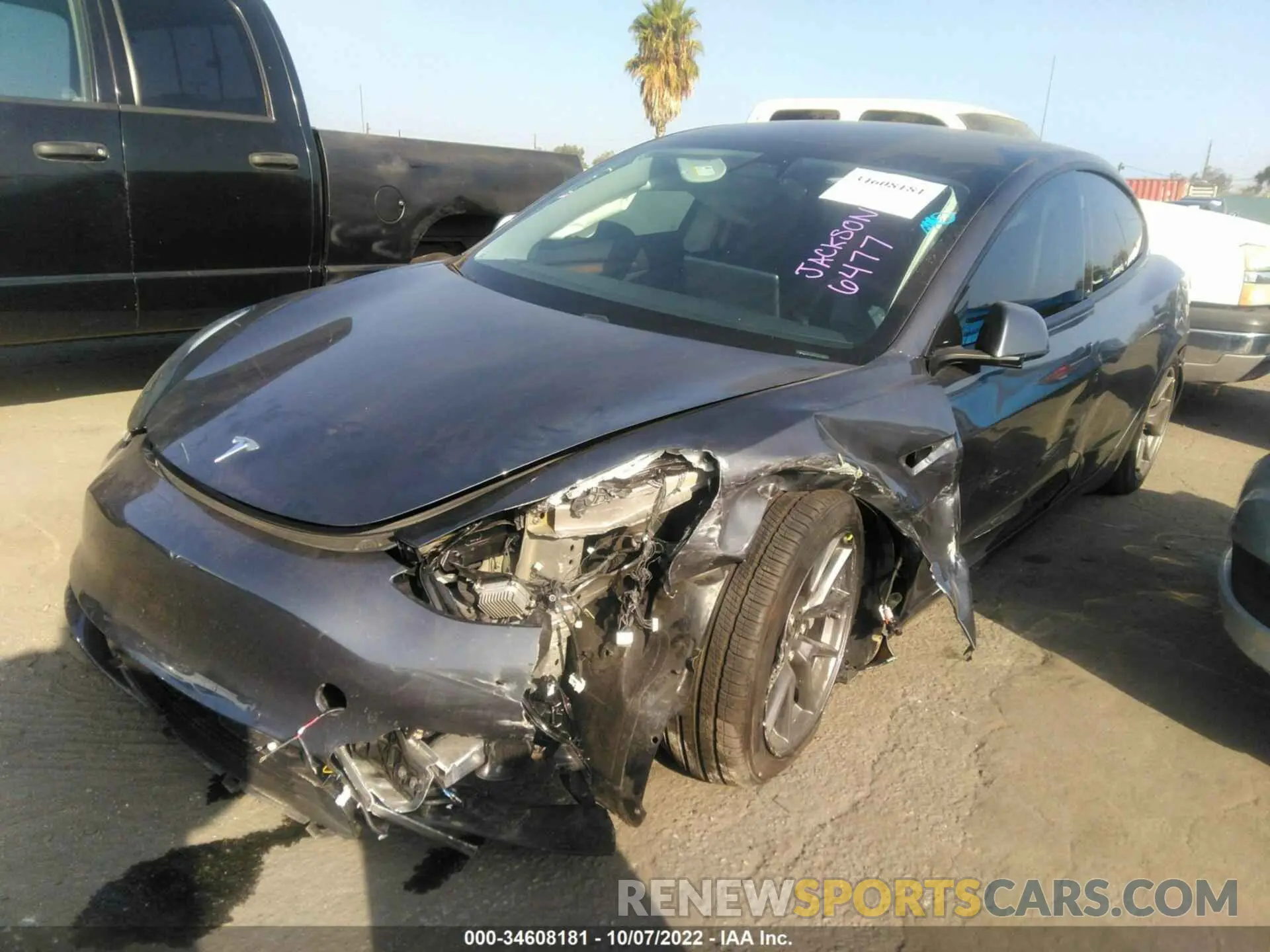 2 fotografías del automóvil dañado 5YJ3E1EA1MF027902 TESLA MODEL 3 2021