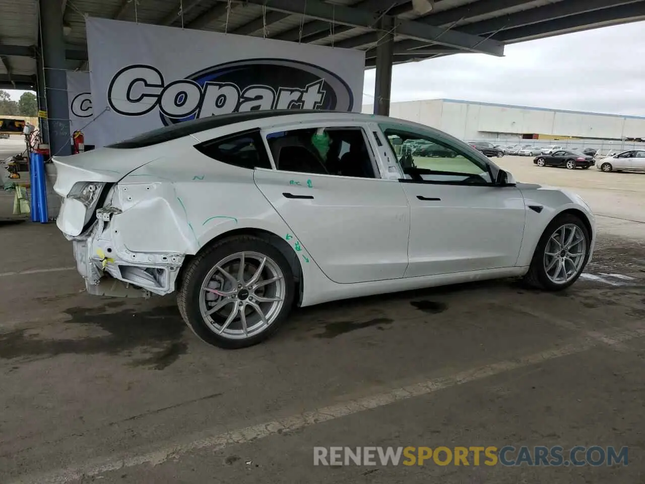 3 fotografías del automóvil dañado 5YJ3E1EA1MF072130 TESLA MODEL 3 2021