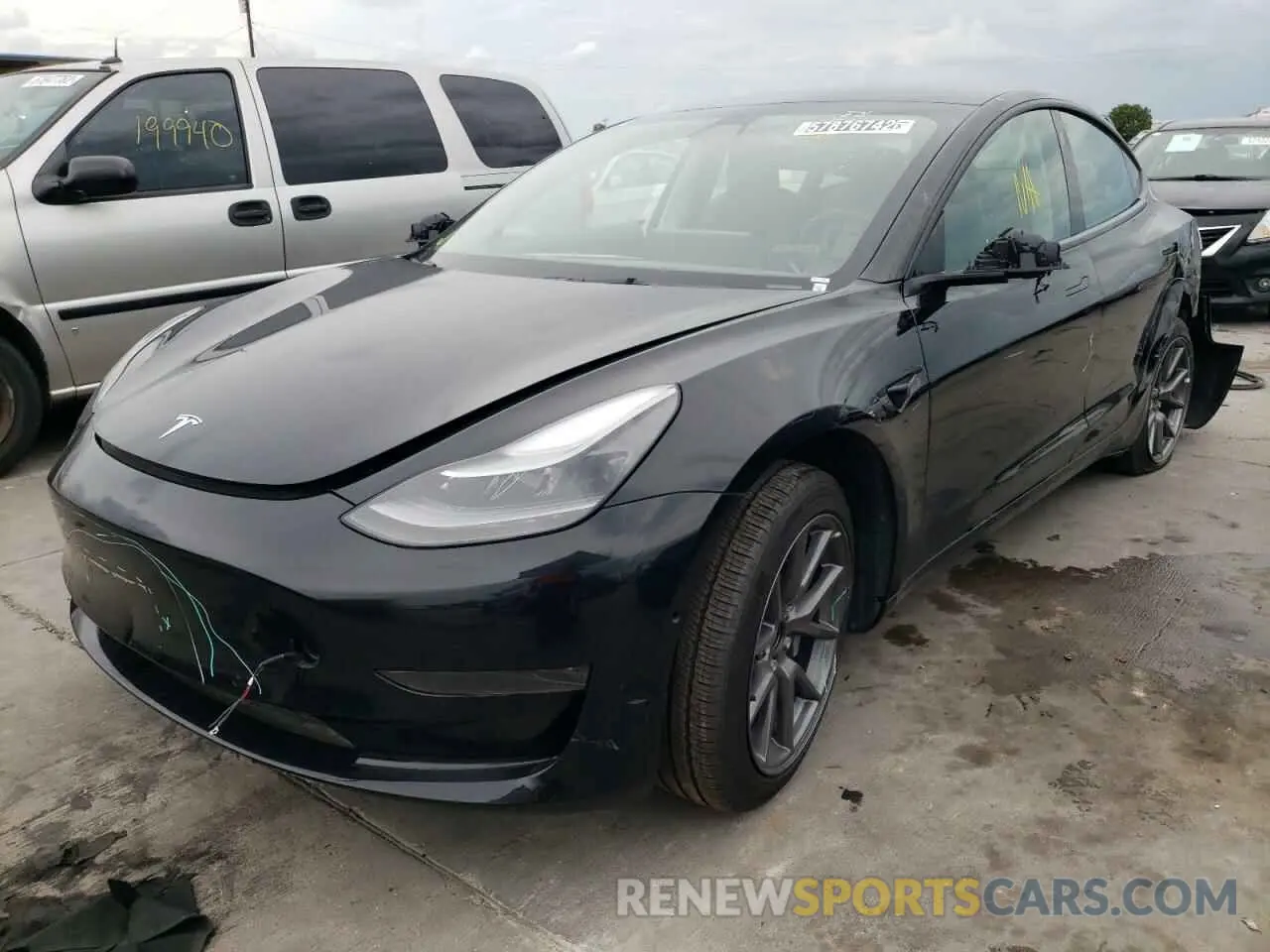 2 fotografías del automóvil dañado 5YJ3E1EA1MF088960 TESLA MODEL 3 2021
