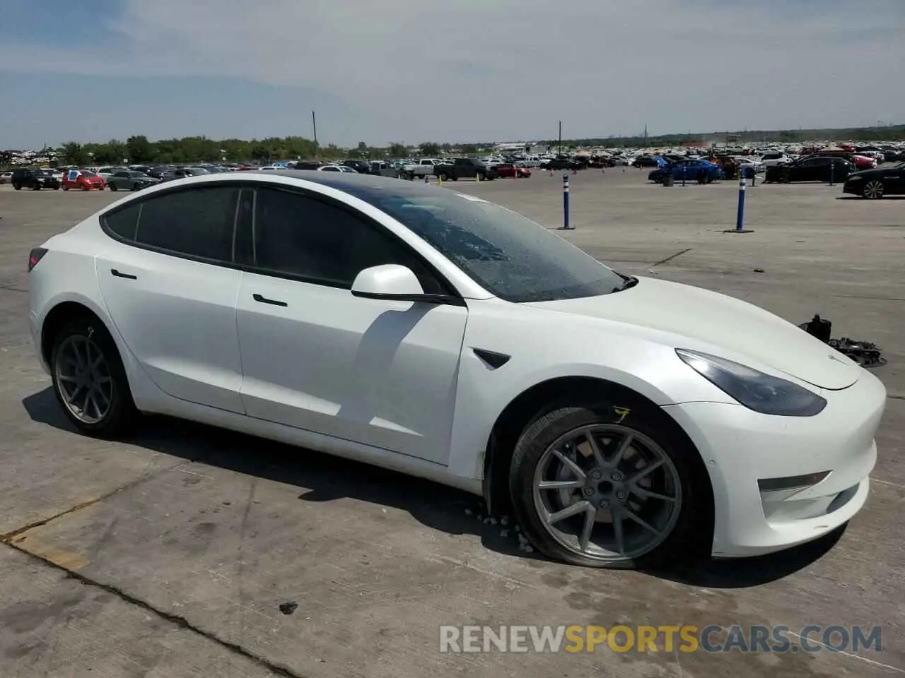 4 fotografías del automóvil dañado 5YJ3E1EA1MF091521 TESLA MODEL 3 2021
