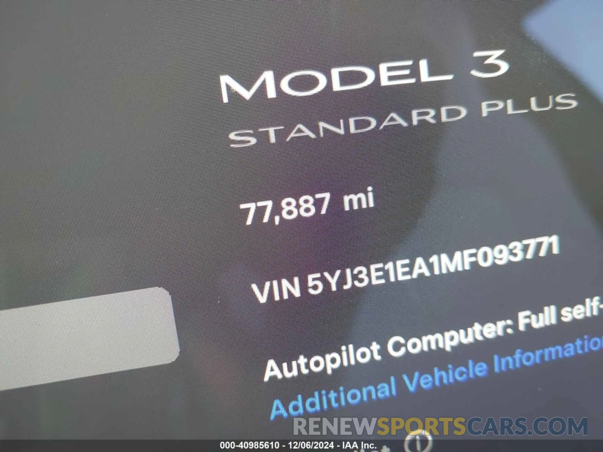 16 fotografías del automóvil dañado 5YJ3E1EA1MF093771 TESLA MODEL 3 2021