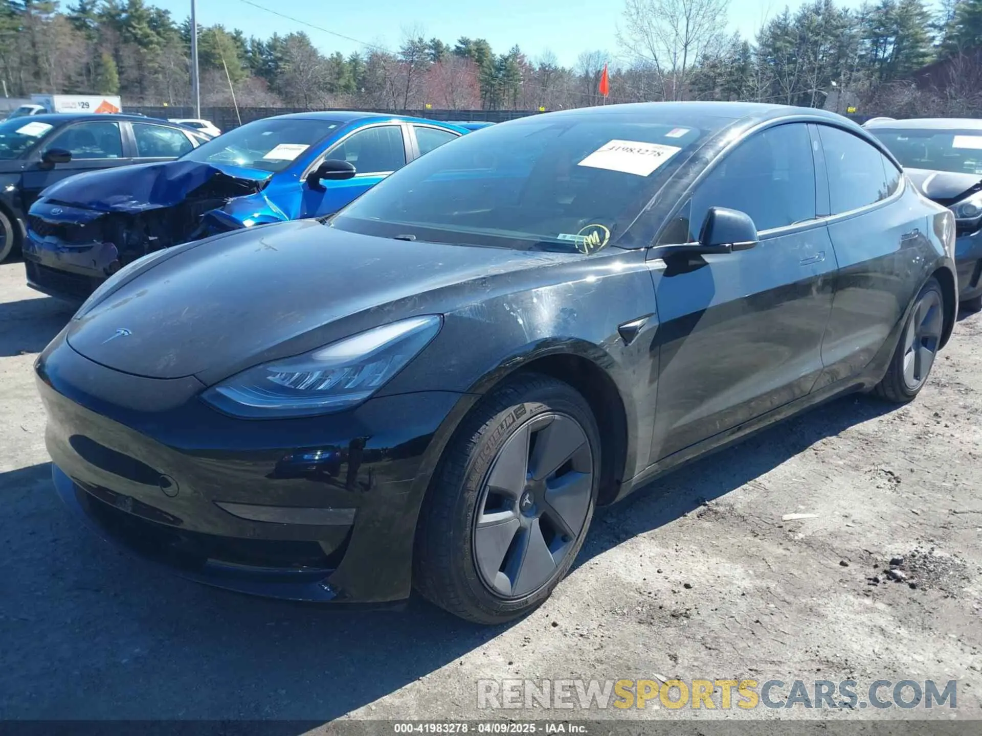 2 fotografías del automóvil dañado 5YJ3E1EA1MF851155 TESLA MODEL 3 2021