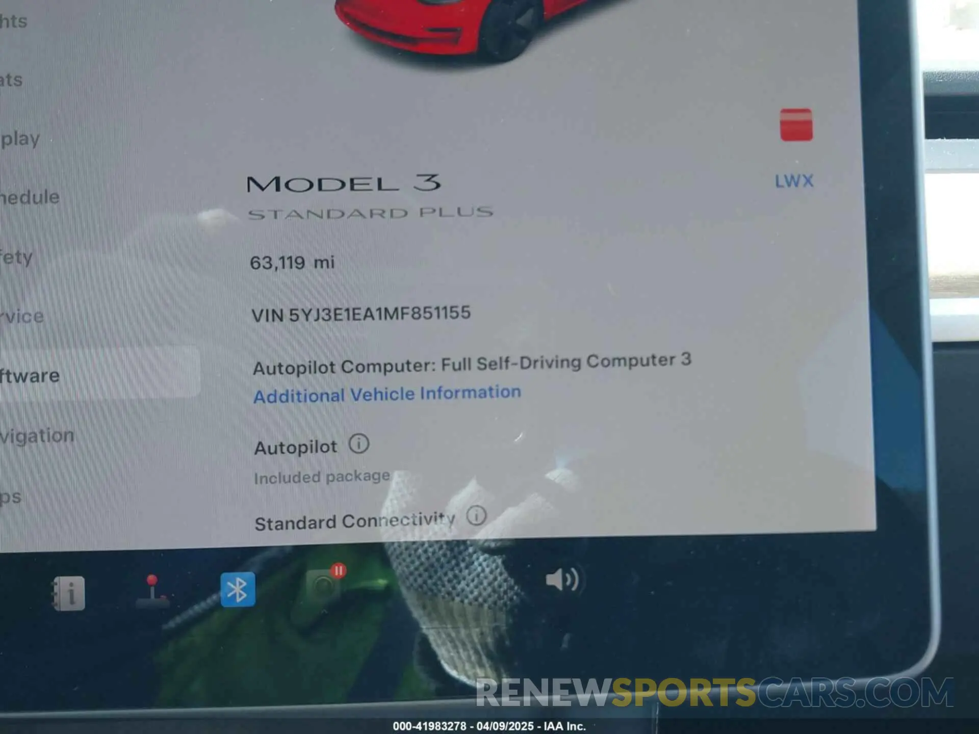 7 fotografías del automóvil dañado 5YJ3E1EA1MF851155 TESLA MODEL 3 2021