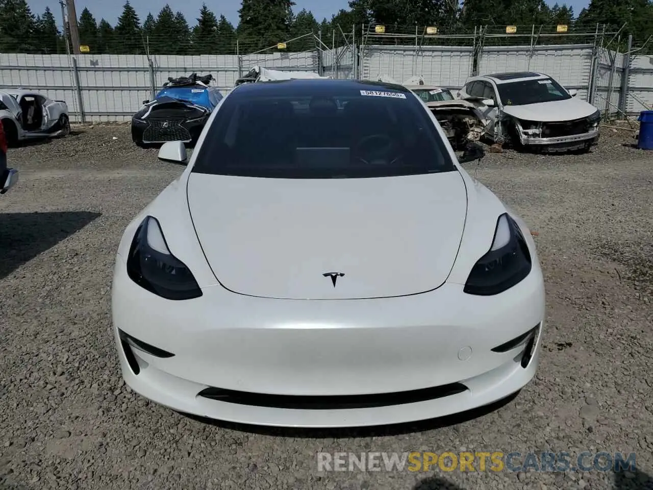 5 fotografías del automóvil dañado 5YJ3E1EA1MF871521 TESLA MODEL 3 2021