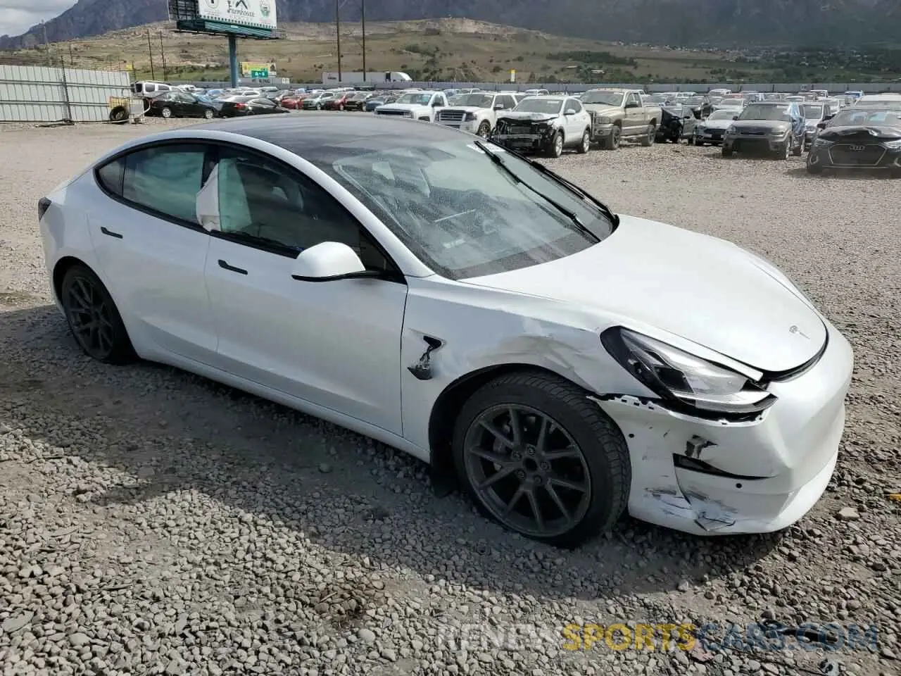 4 fotografías del automóvil dañado 5YJ3E1EA1MF997586 TESLA MODEL 3 2021