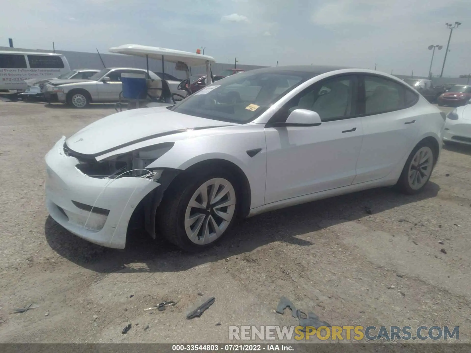 2 fotografías del automóvil dañado 5YJ3E1EA2MF920628 TESLA MODEL 3 2021