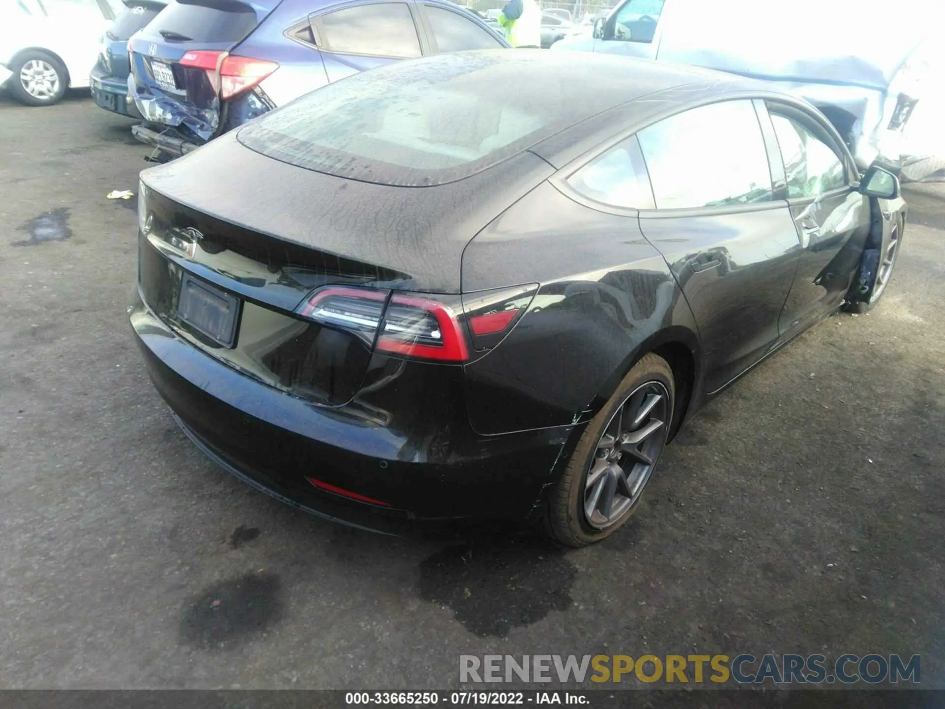 4 fotografías del automóvil dañado 5YJ3E1EA2MF938577 TESLA MODEL 3 2021