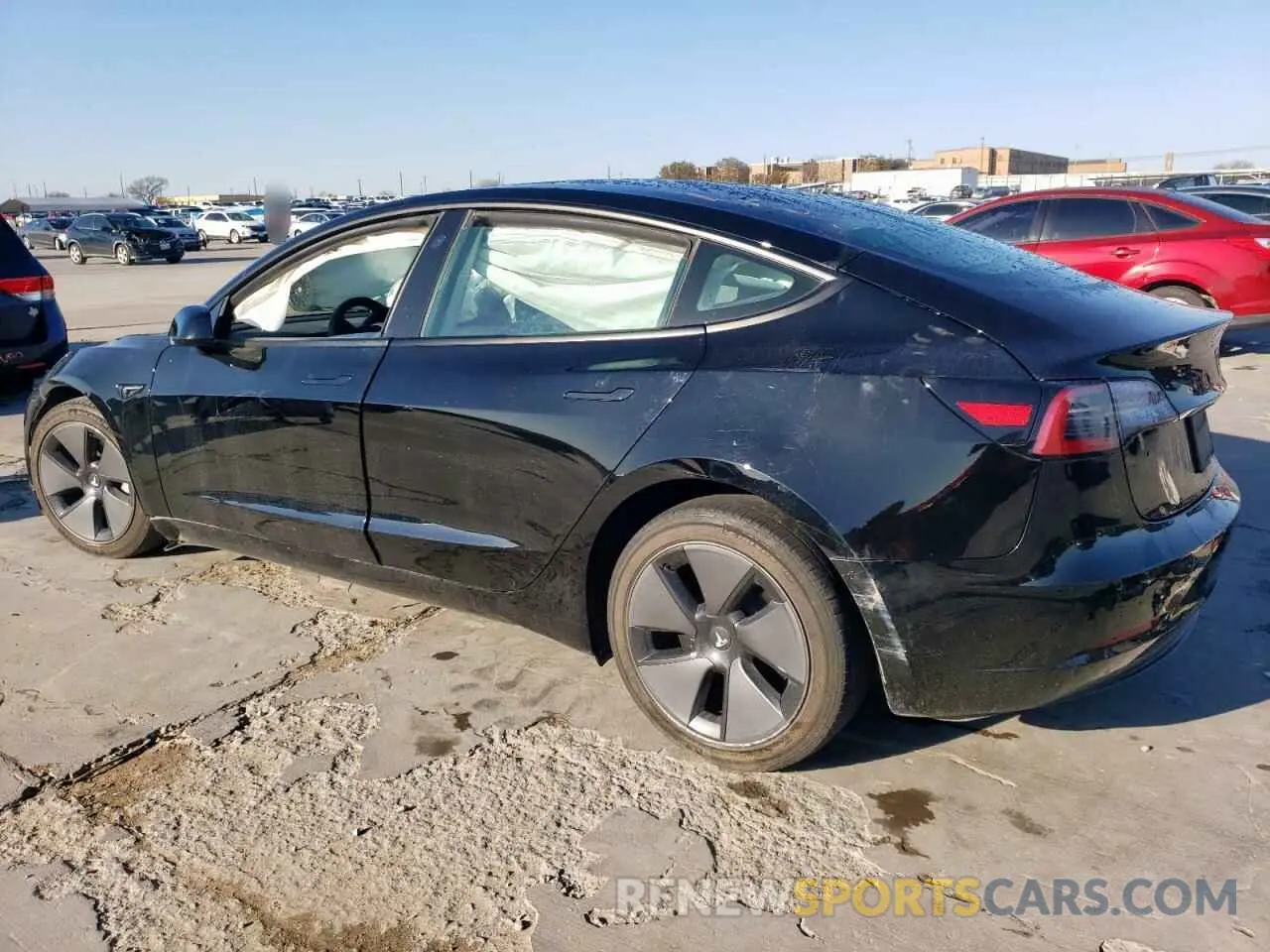 2 fotografías del automóvil dañado 5YJ3E1EA2MF977007 TESLA MODEL 3 2021