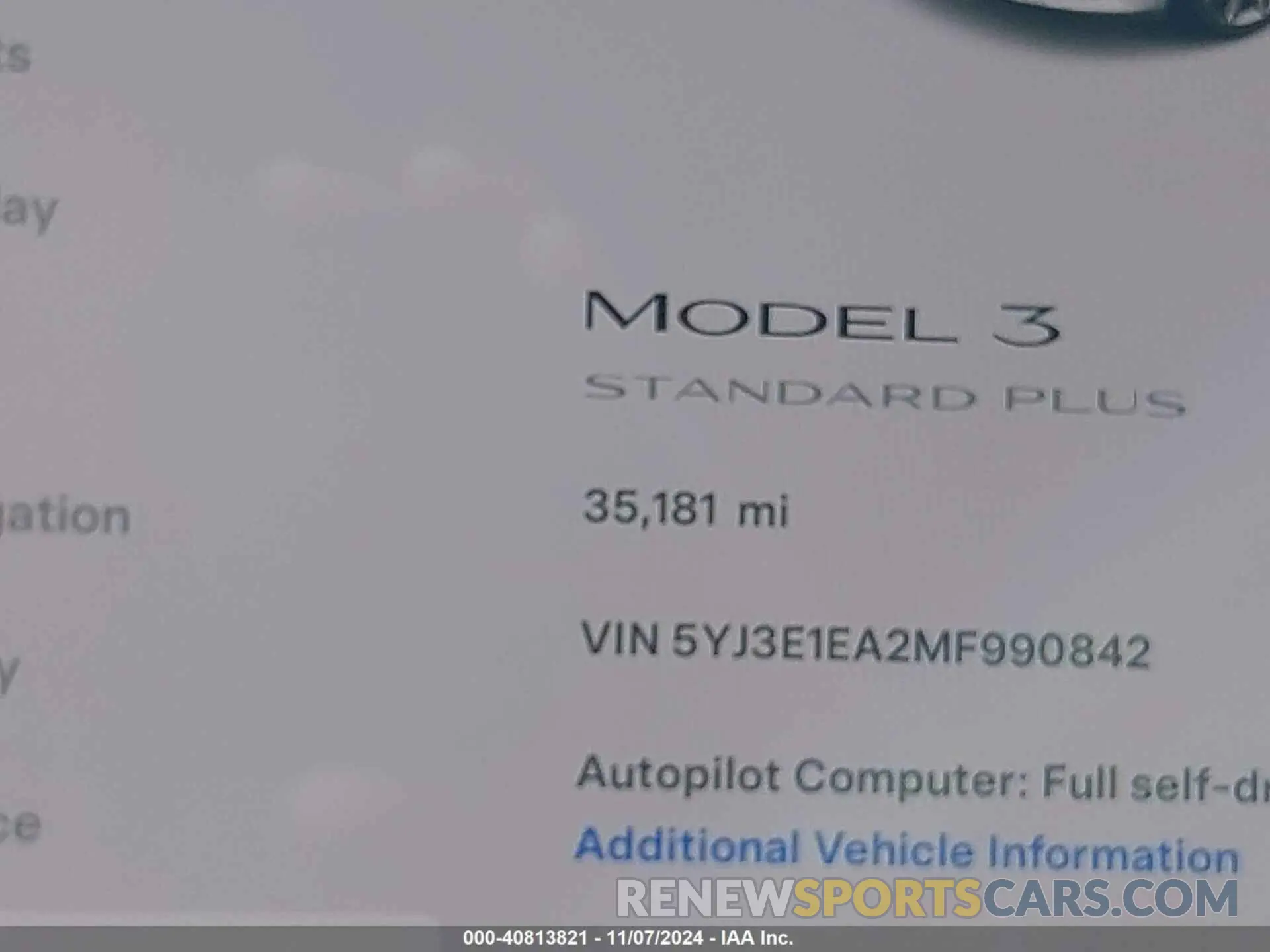 14 fotografías del automóvil dañado 5YJ3E1EA2MF990842 TESLA MODEL 3 2021