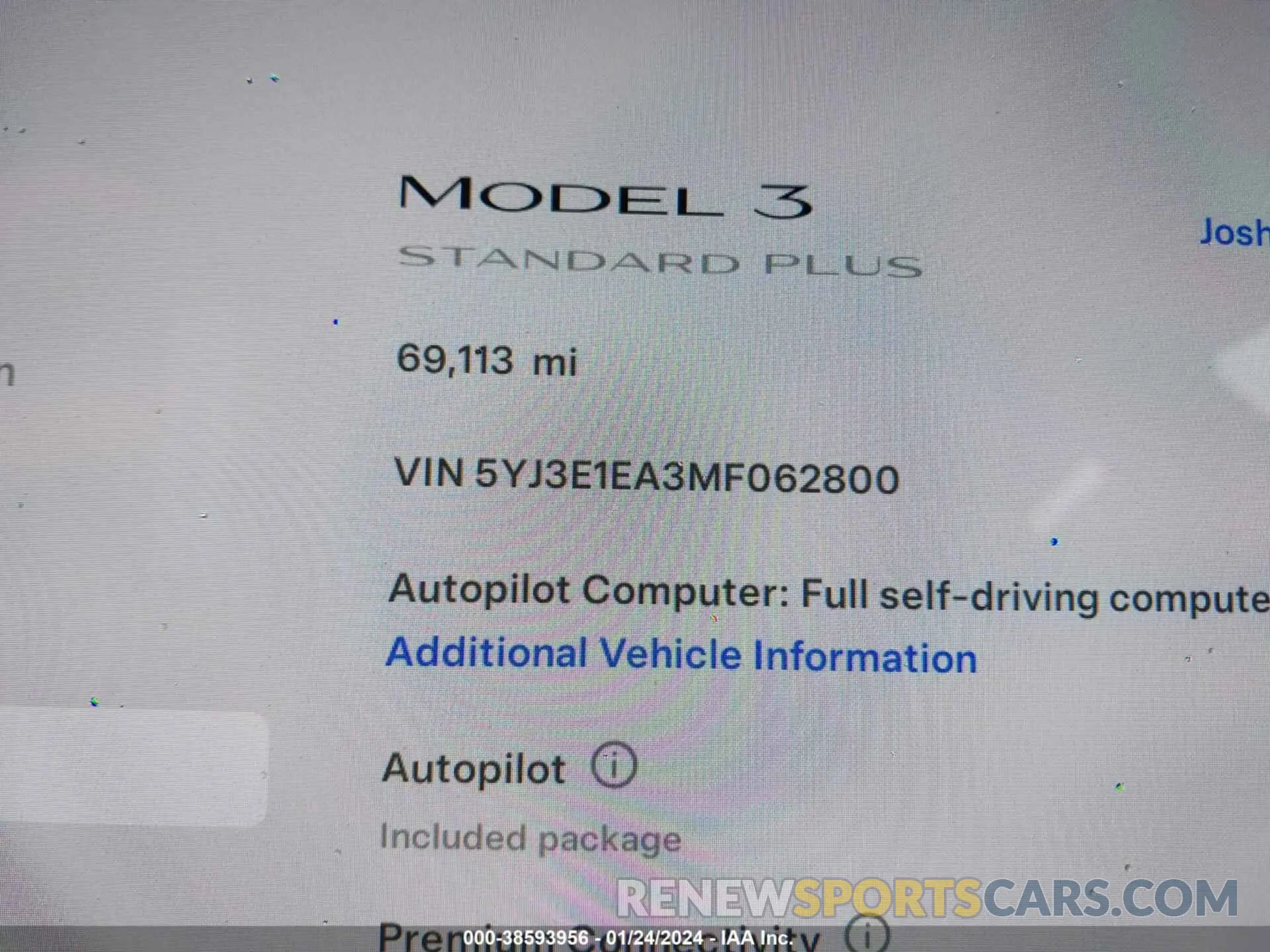 7 fotografías del automóvil dañado 5YJ3E1EA3MF062800 TESLA MODEL 3 2021