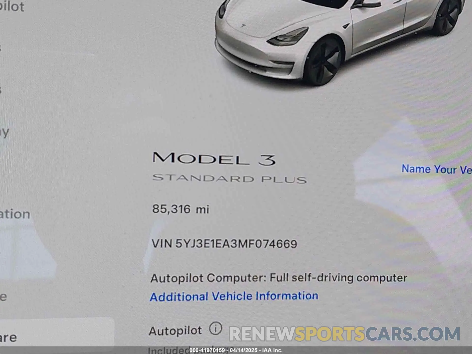 7 fotografías del automóvil dañado 5YJ3E1EA3MF074669 TESLA MODEL 3 2021