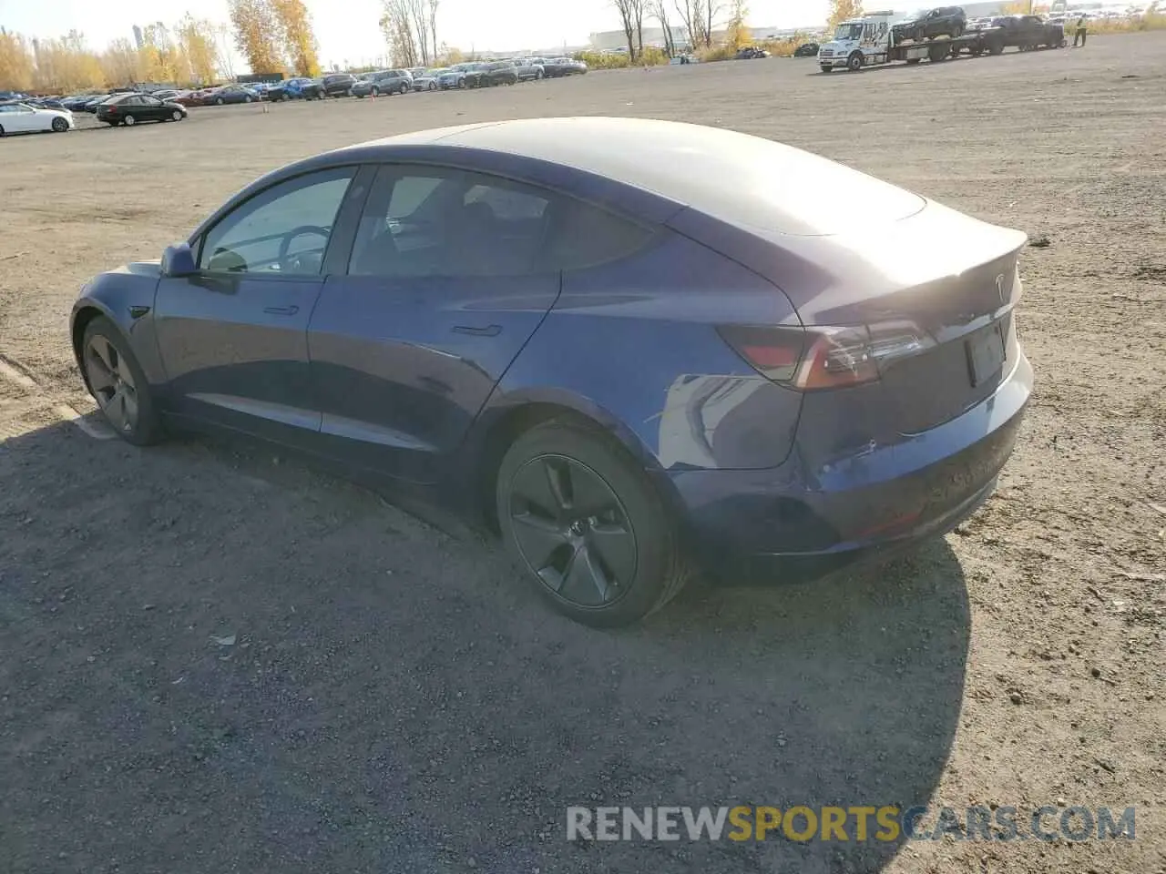 2 fotografías del automóvil dañado 5YJ3E1EA3MF090466 TESLA MODEL 3 2021