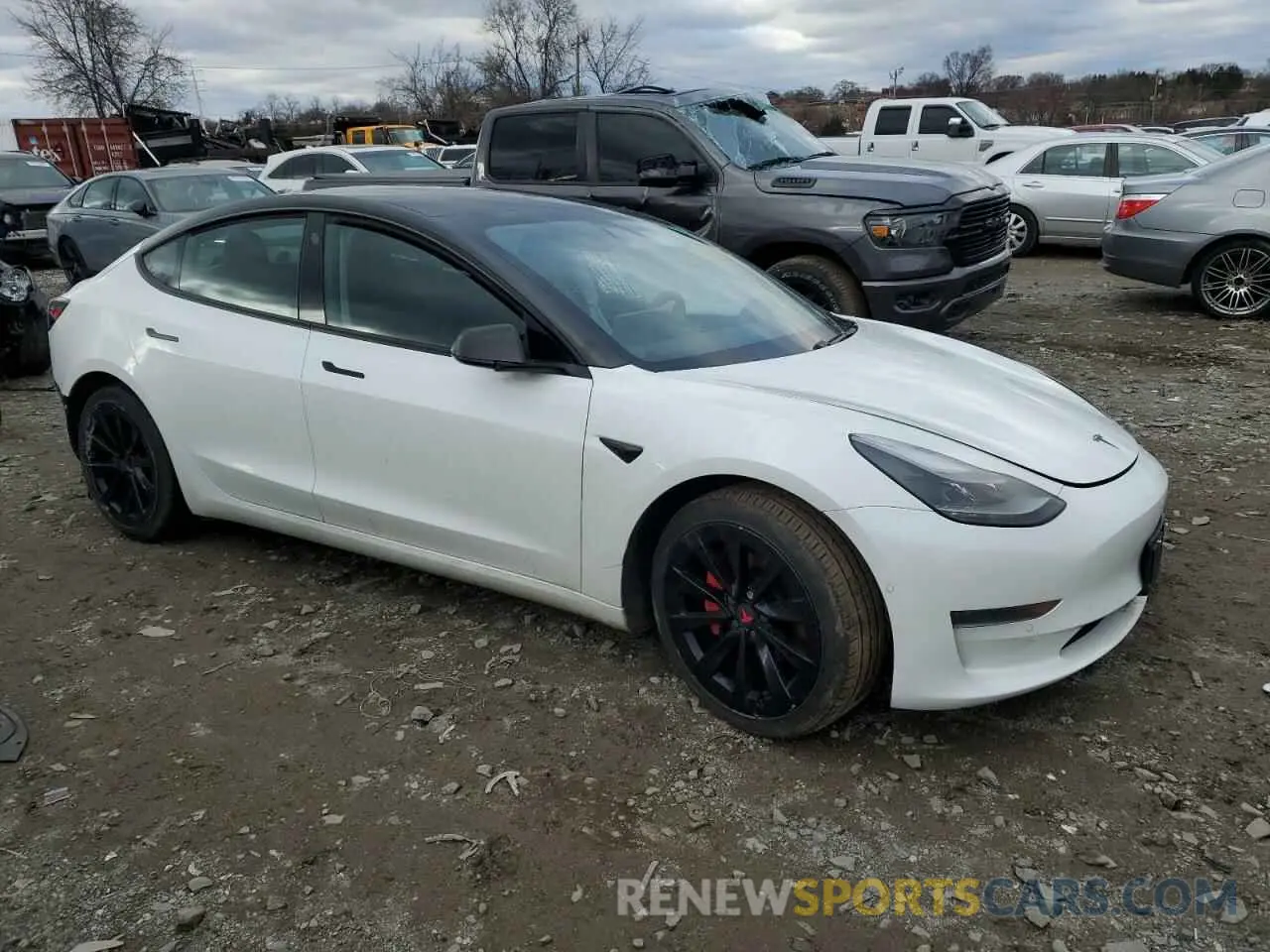 4 fotografías del automóvil dañado 5YJ3E1EA5MF028051 TESLA MODEL 3 2021