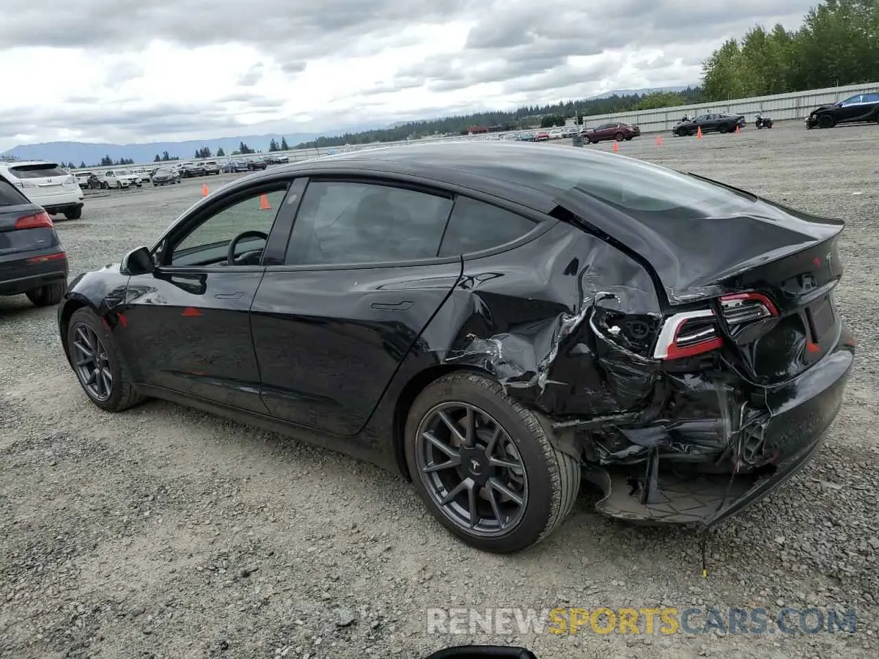 2 fotografías del automóvil dañado 5YJ3E1EA5MF029703 TESLA MODEL 3 2021