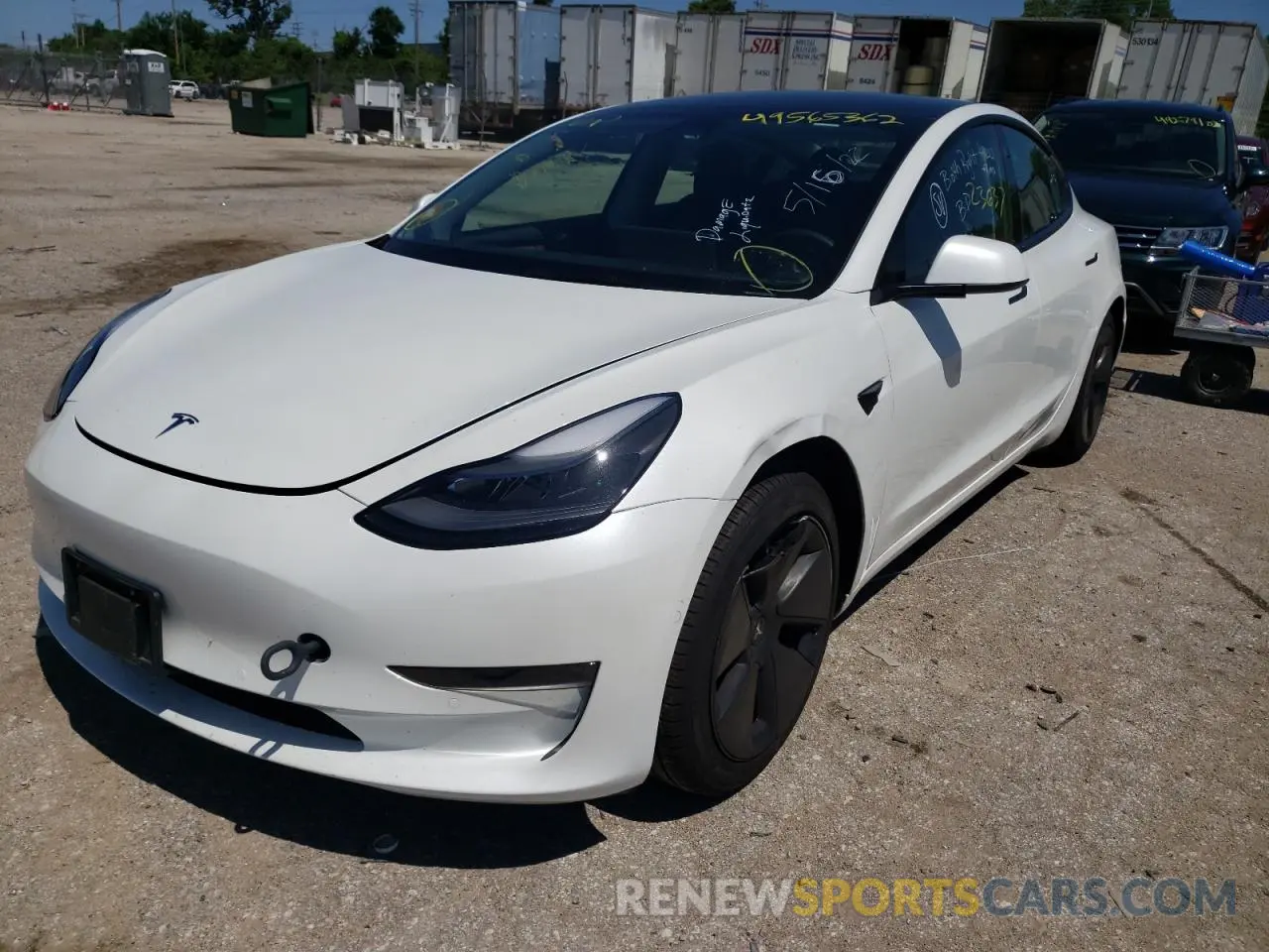 2 fotografías del automóvil dañado 5YJ3E1EA5MF092204 TESLA MODEL 3 2021