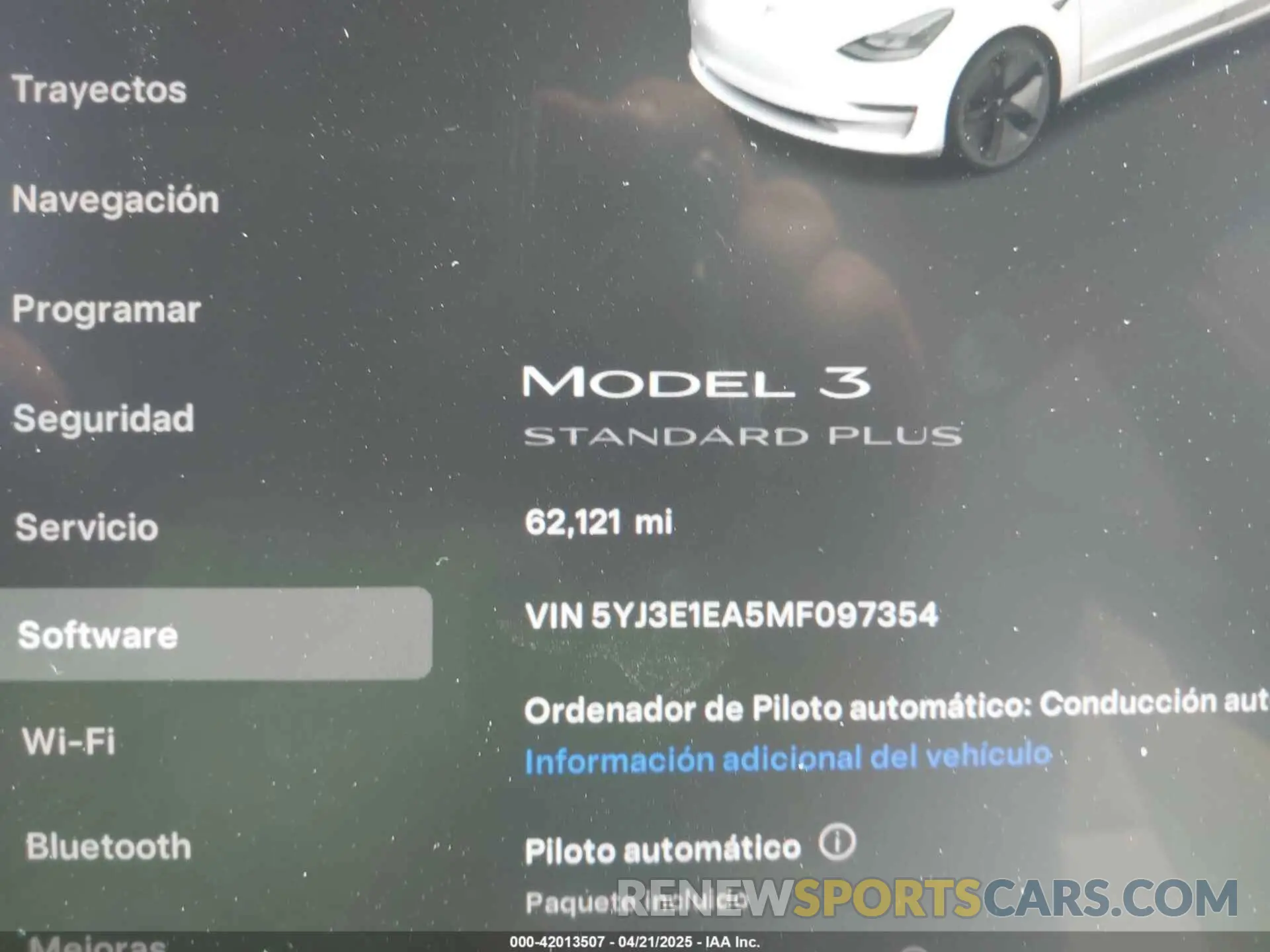 7 fotografías del automóvil dañado 5YJ3E1EA5MF097354 TESLA MODEL 3 2021