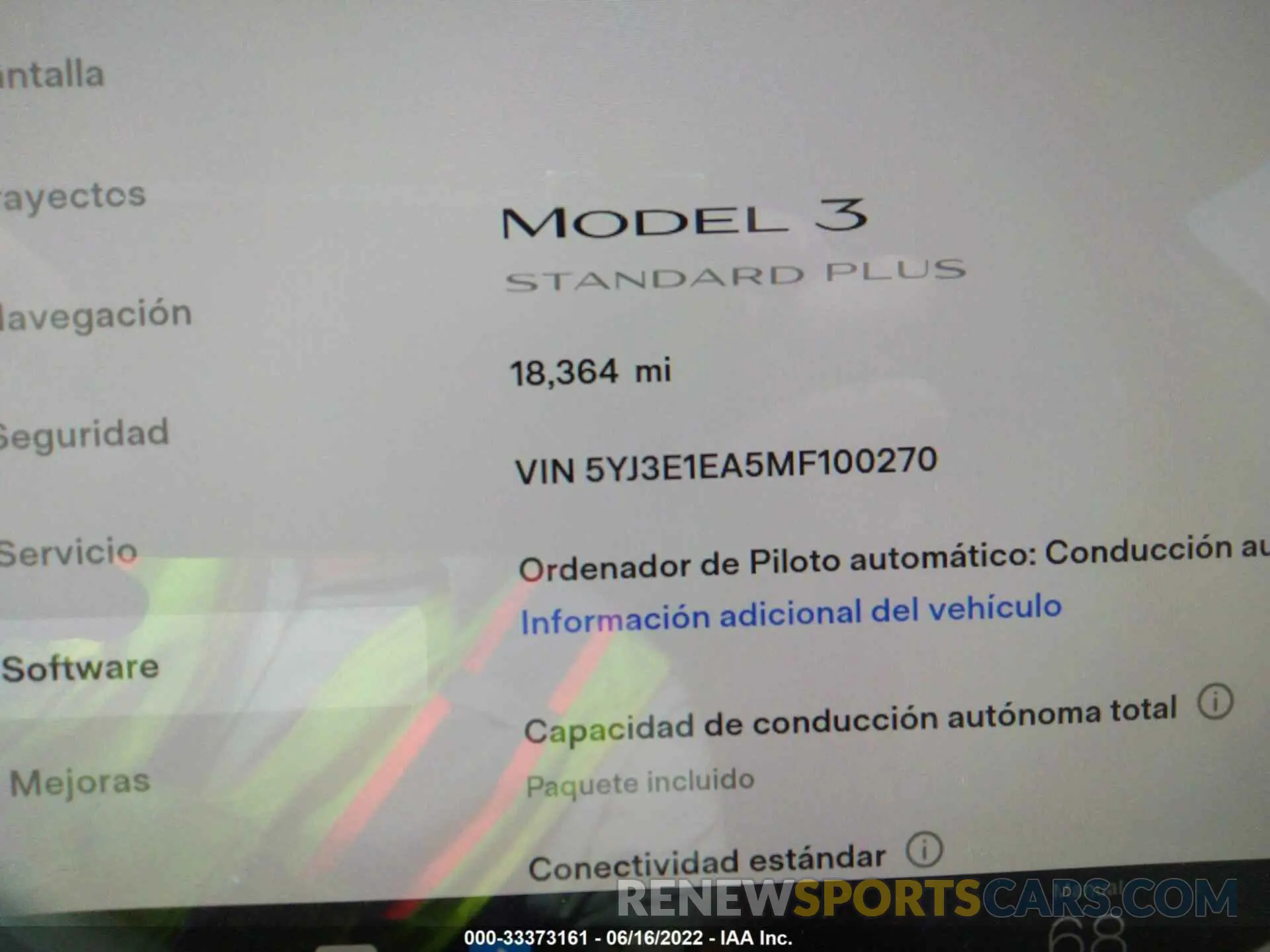 7 fotografías del automóvil dañado 5YJ3E1EA5MF100270 TESLA MODEL 3 2021