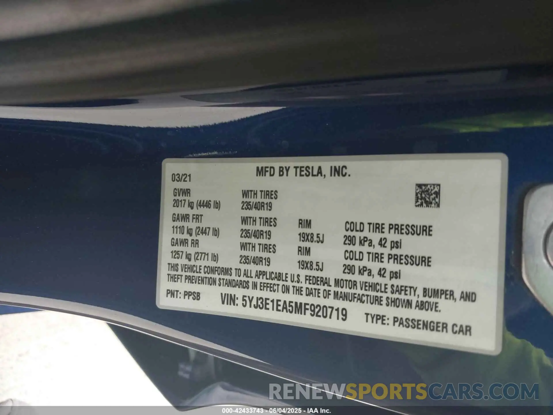 9 fotografías del automóvil dañado 5YJ3E1EA5MF920719 TESLA MODEL 3 2021