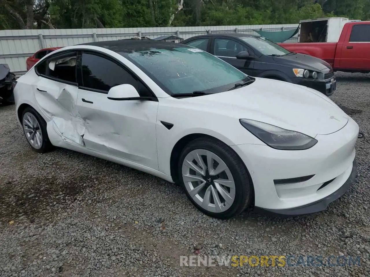 4 fotografías del automóvil dañado 5YJ3E1EA5MF922132 TESLA MODEL 3 2021