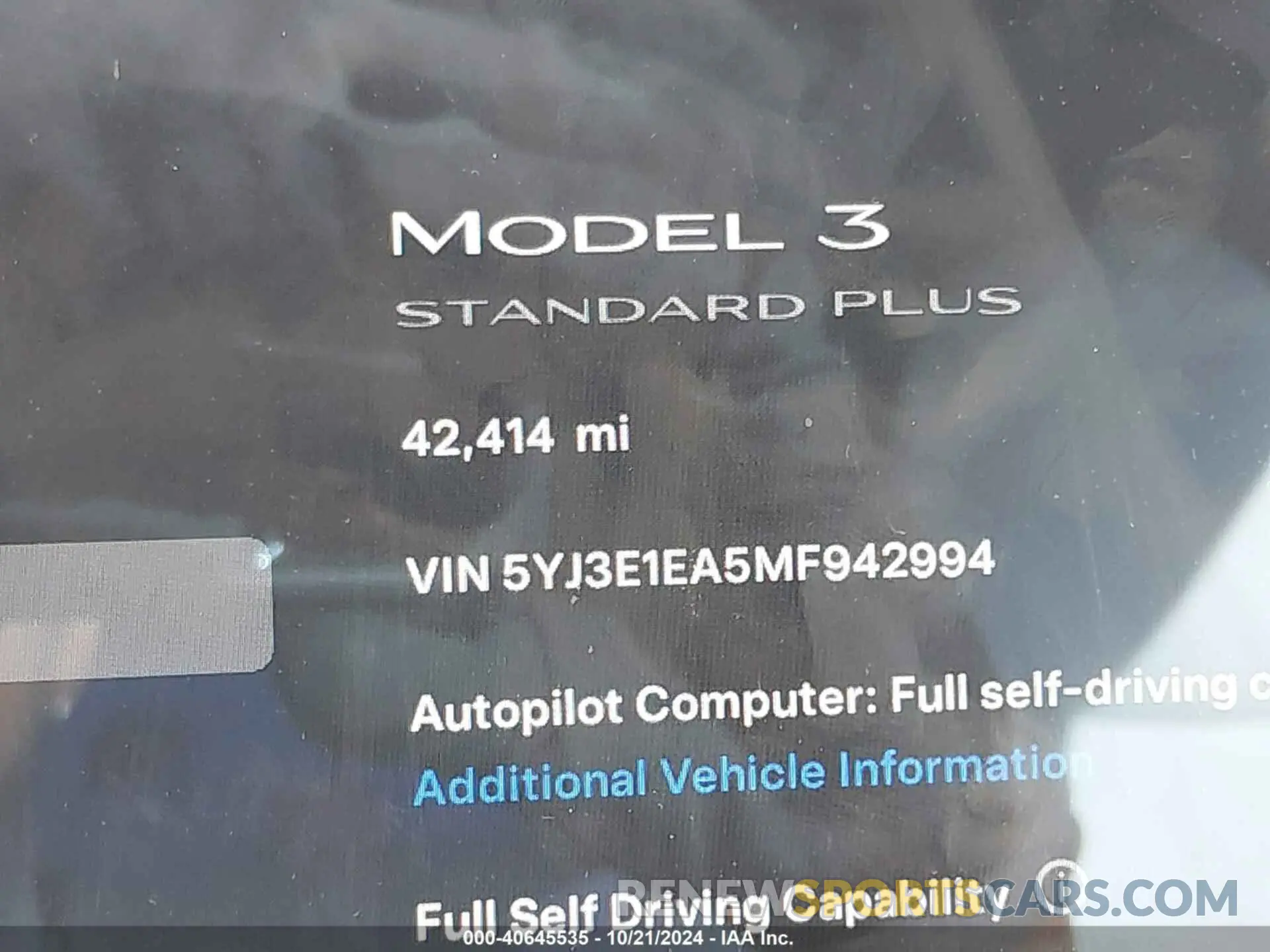 16 fotografías del automóvil dañado 5YJ3E1EA5MF942994 TESLA MODEL 3 2021