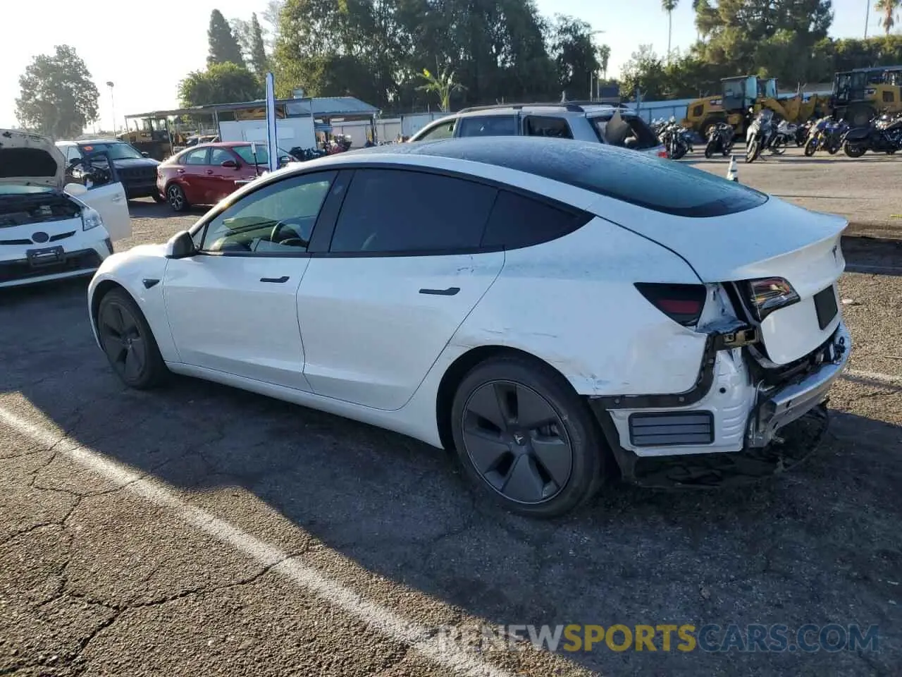 2 fotografías del automóvil dañado 5YJ3E1EA6MF929669 TESLA MODEL 3 2021
