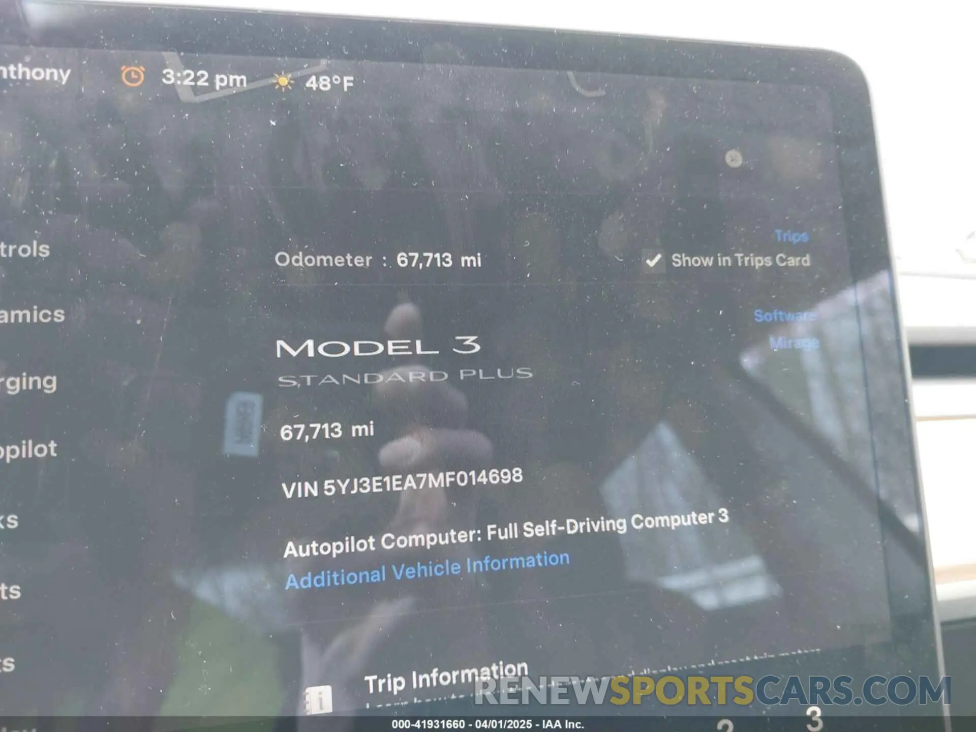 7 fotografías del automóvil dañado 5YJ3E1EA7MF014698 TESLA MODEL 3 2021