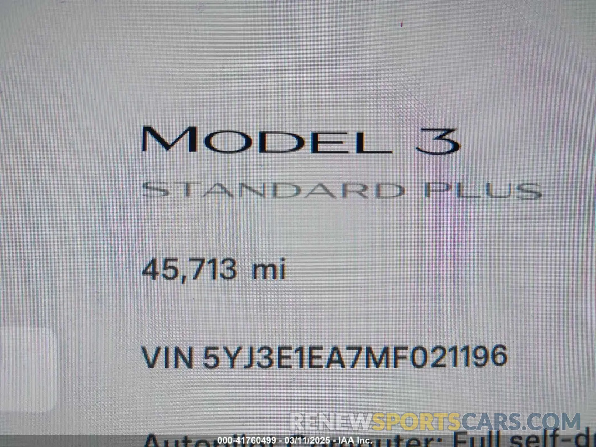 7 fotografías del automóvil dañado 5YJ3E1EA7MF021196 TESLA MODEL 3 2021