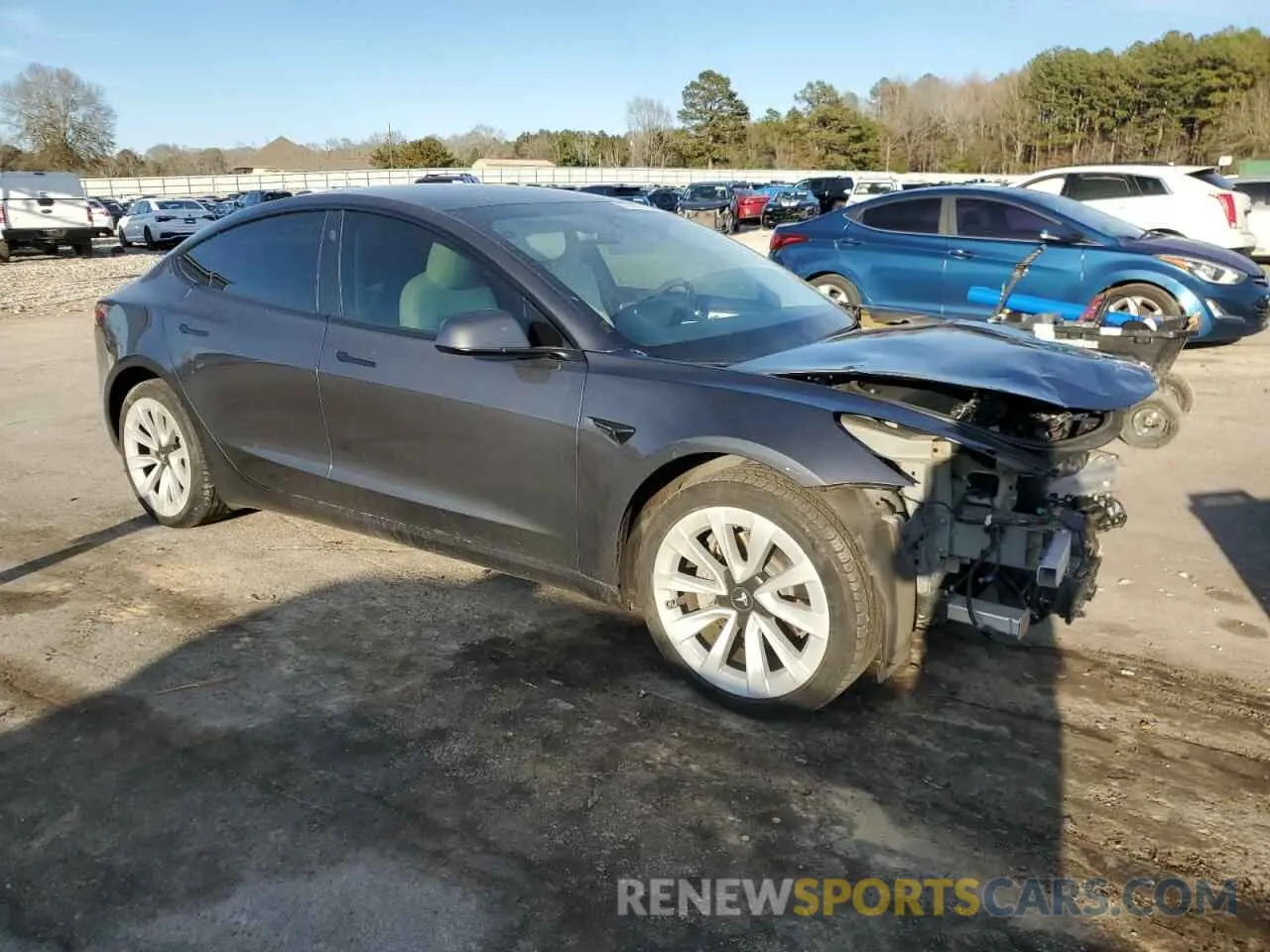 4 fotografías del automóvil dañado 5YJ3E1EA7MF032215 TESLA MODEL 3 2021