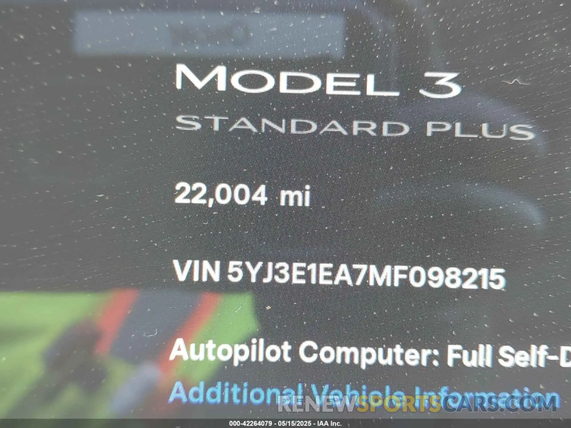 16 fotografías del automóvil dañado 5YJ3E1EA7MF098215 TESLA MODEL 3 2021
