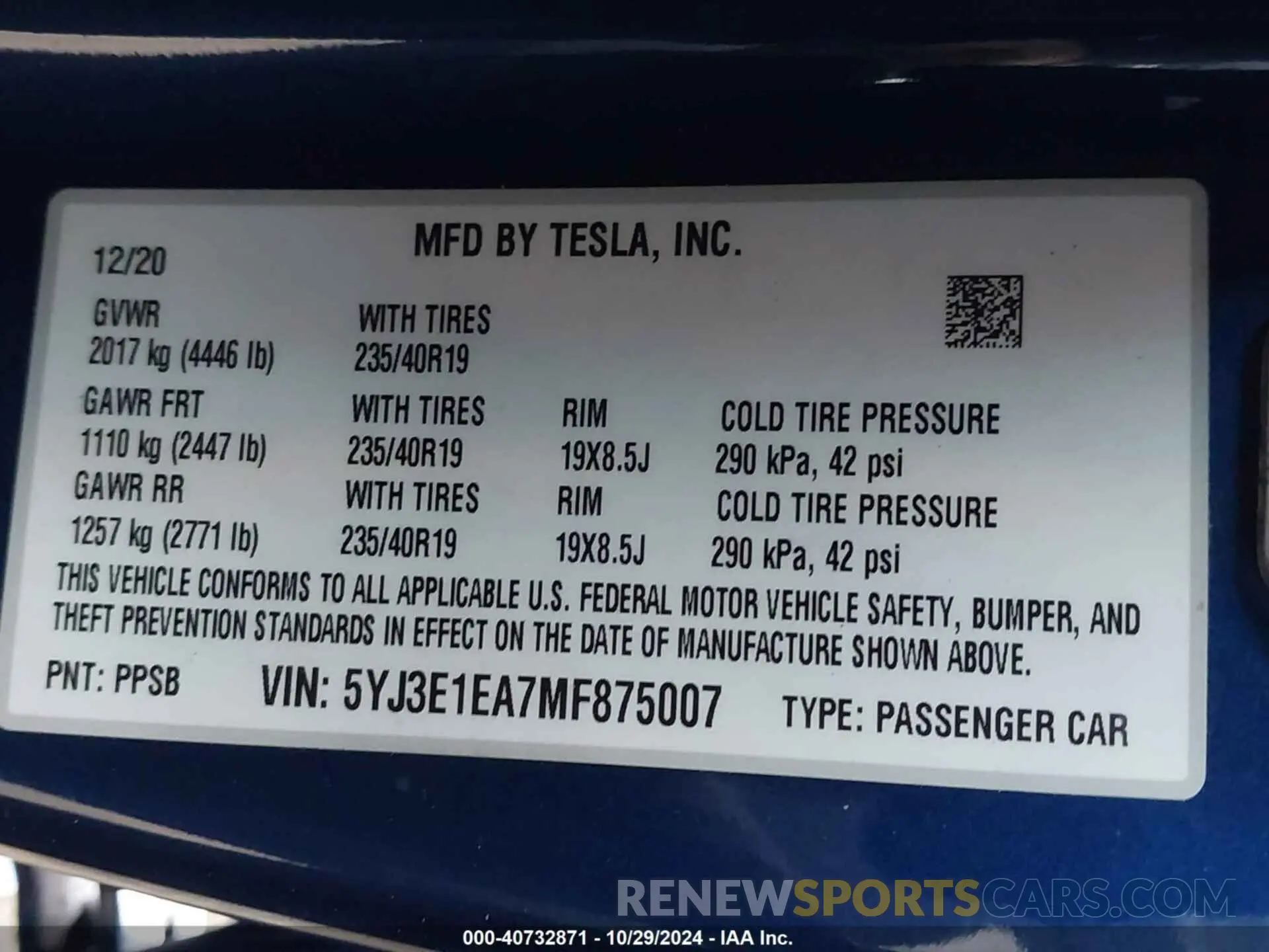 9 fotografías del automóvil dañado 5YJ3E1EA7MF875007 TESLA MODEL 3 2021