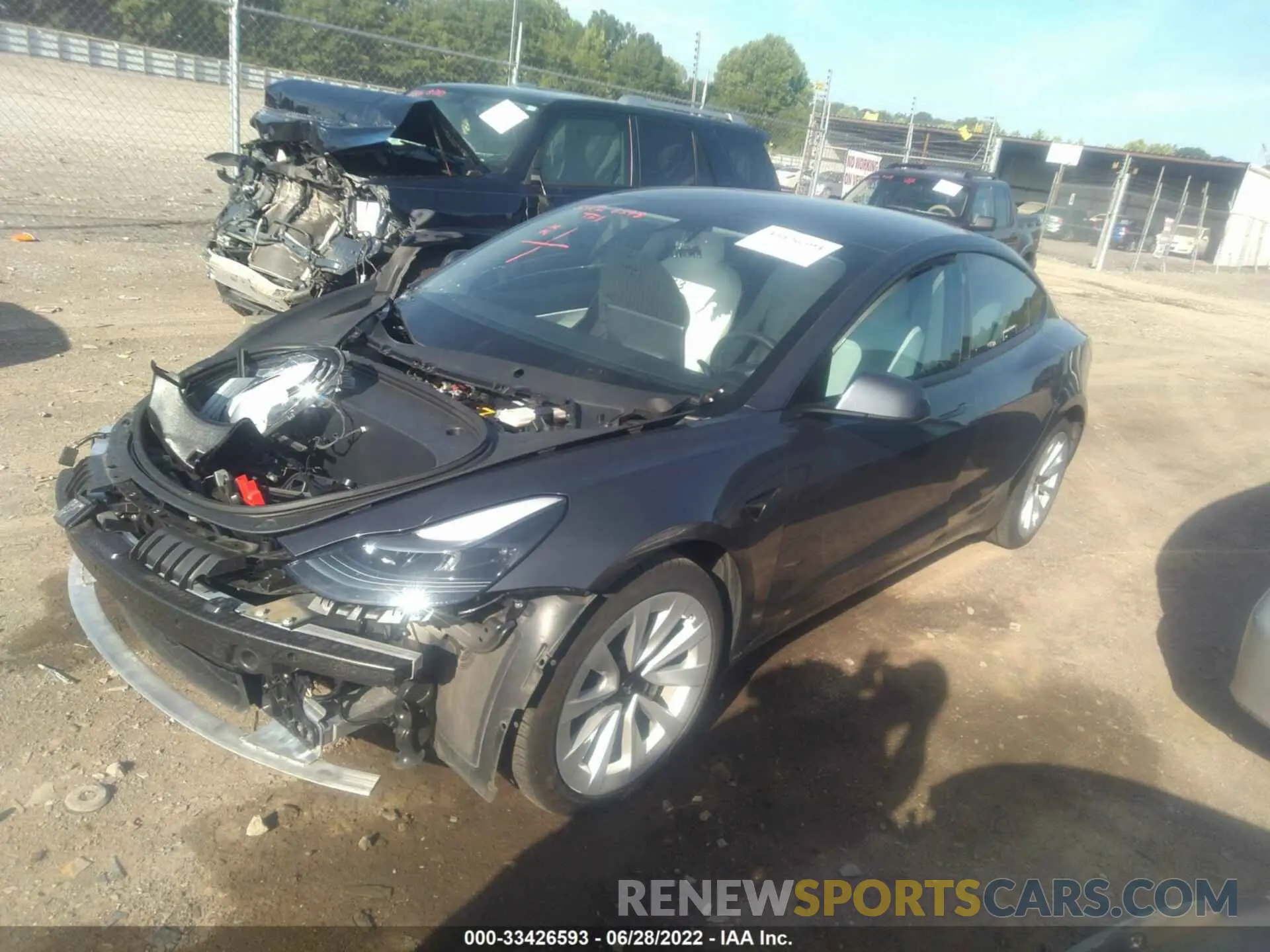 2 fotografías del automóvil dañado 5YJ3E1EA7MF922116 TESLA MODEL 3 2021