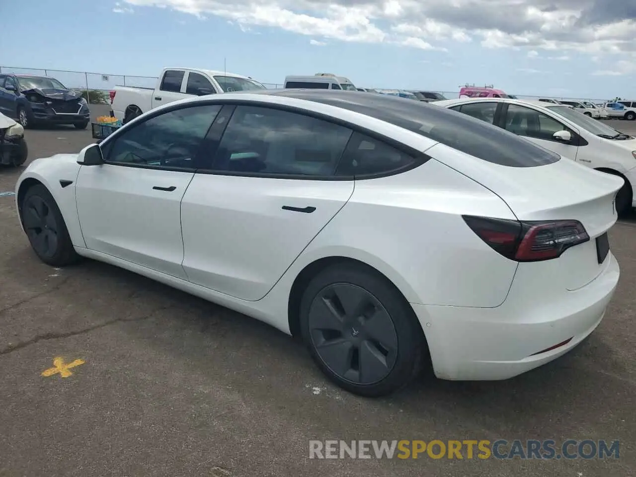 2 fotografías del automóvil dañado 5YJ3E1EA7MF928823 TESLA MODEL 3 2021
