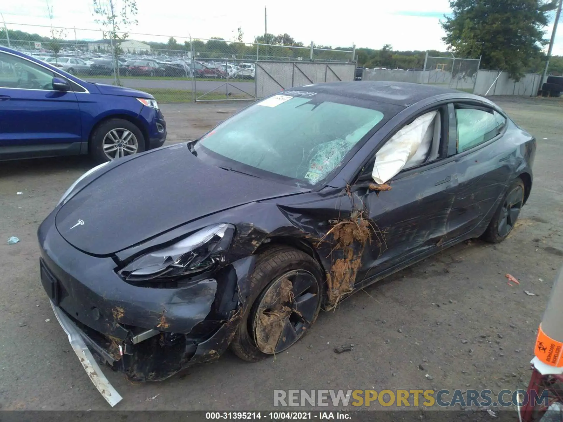 2 fotografías del automóvil dañado 5YJ3E1EA7MF974040 TESLA MODEL 3 2021