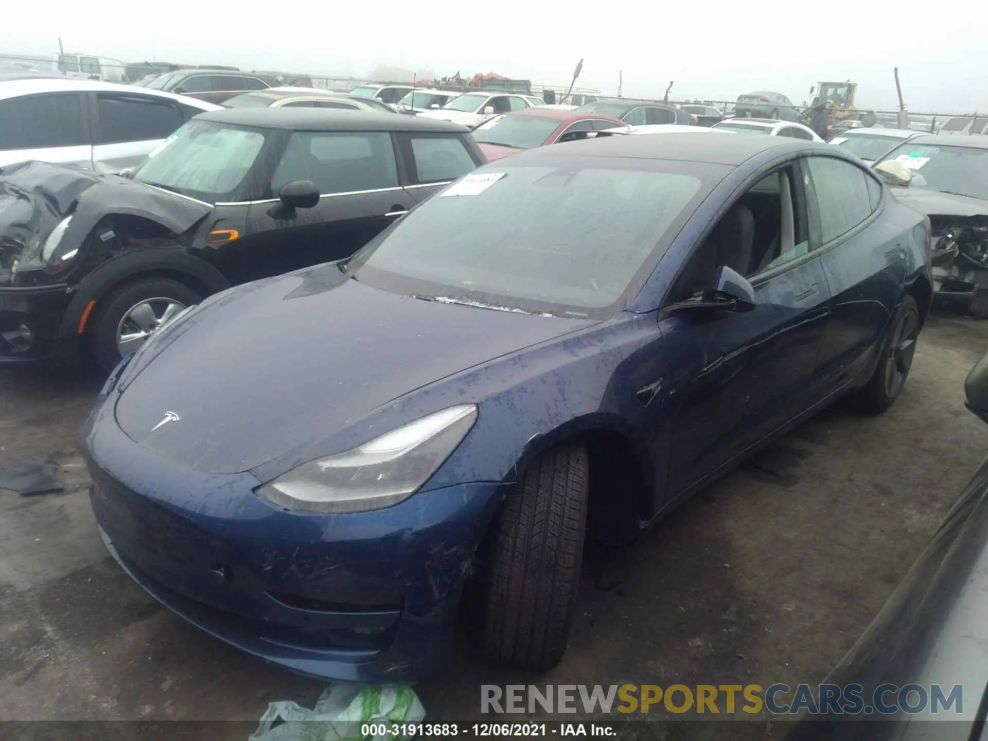 2 fotografías del automóvil dañado 5YJ3E1EA7MF994773 TESLA MODEL 3 2021