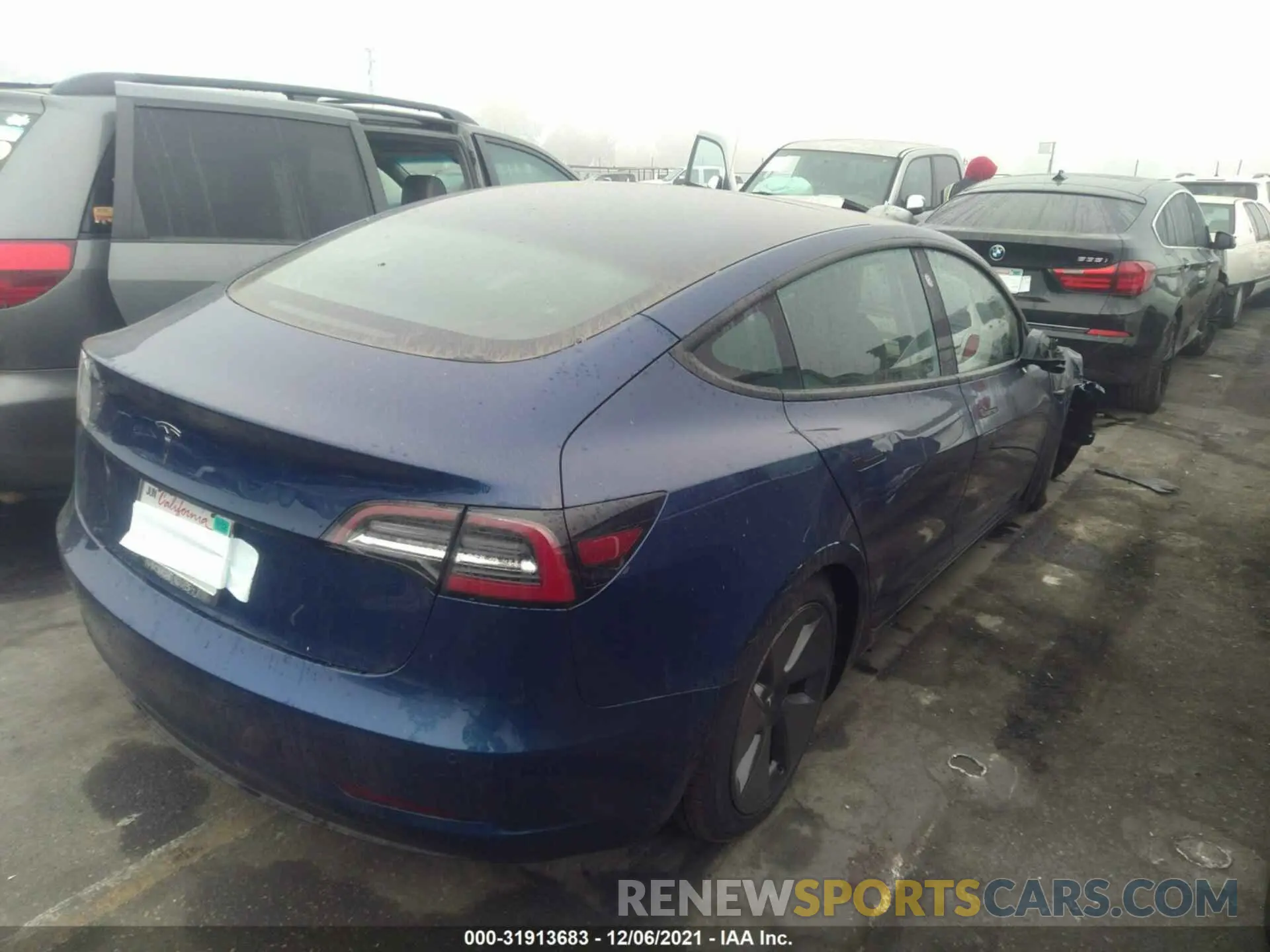 4 fotografías del automóvil dañado 5YJ3E1EA7MF994773 TESLA MODEL 3 2021